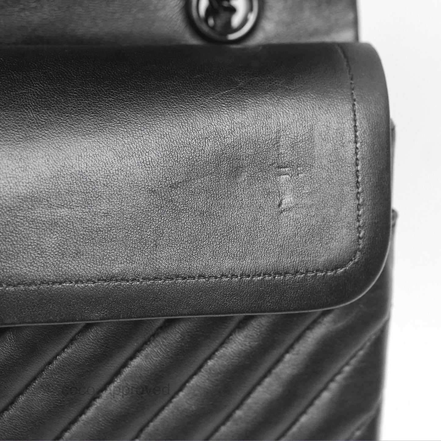 Chanel Classic M/L Medium Flap Chevron So Black Calfskin