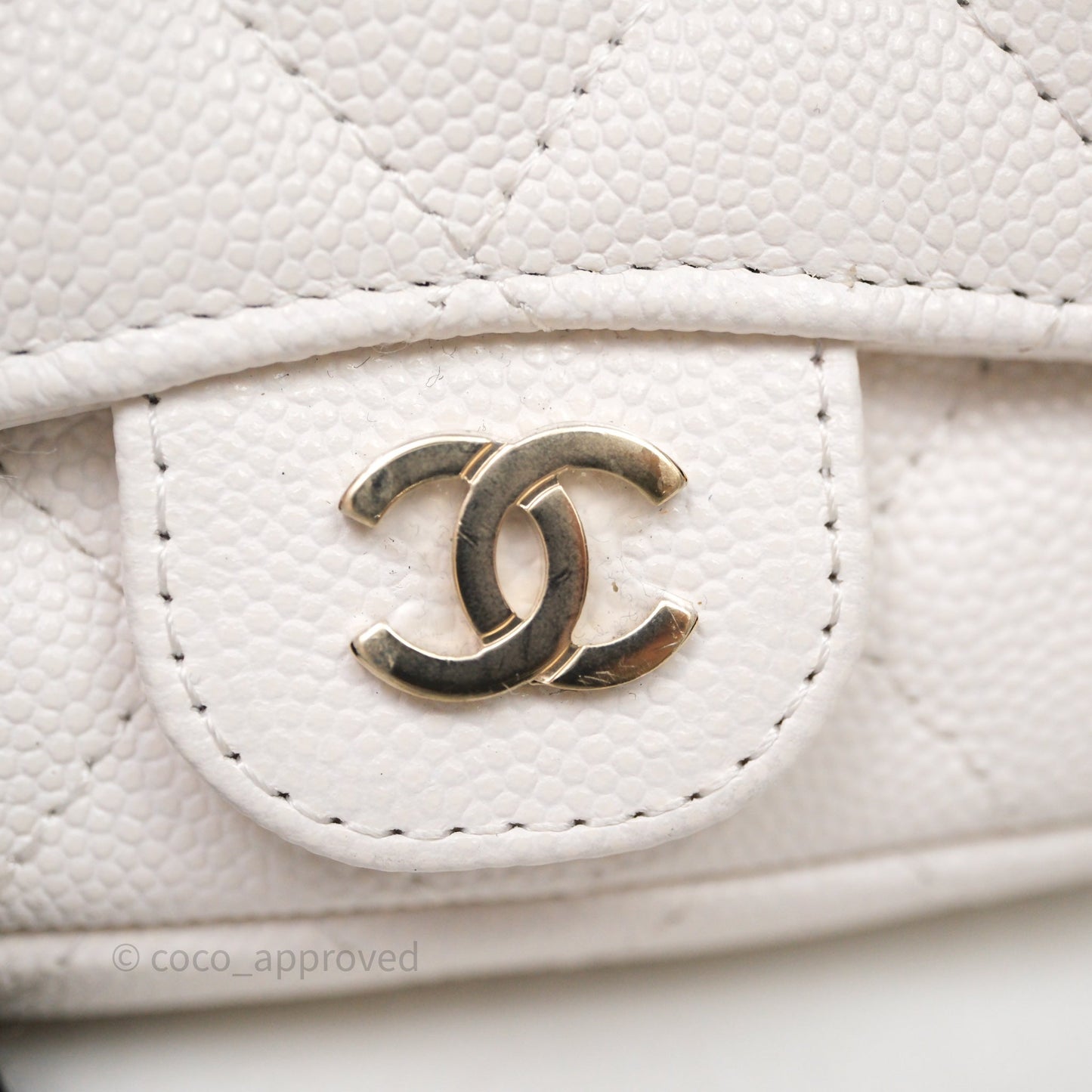 Chanel Mini Flap Belt Bag Caviar White Gold Hardware