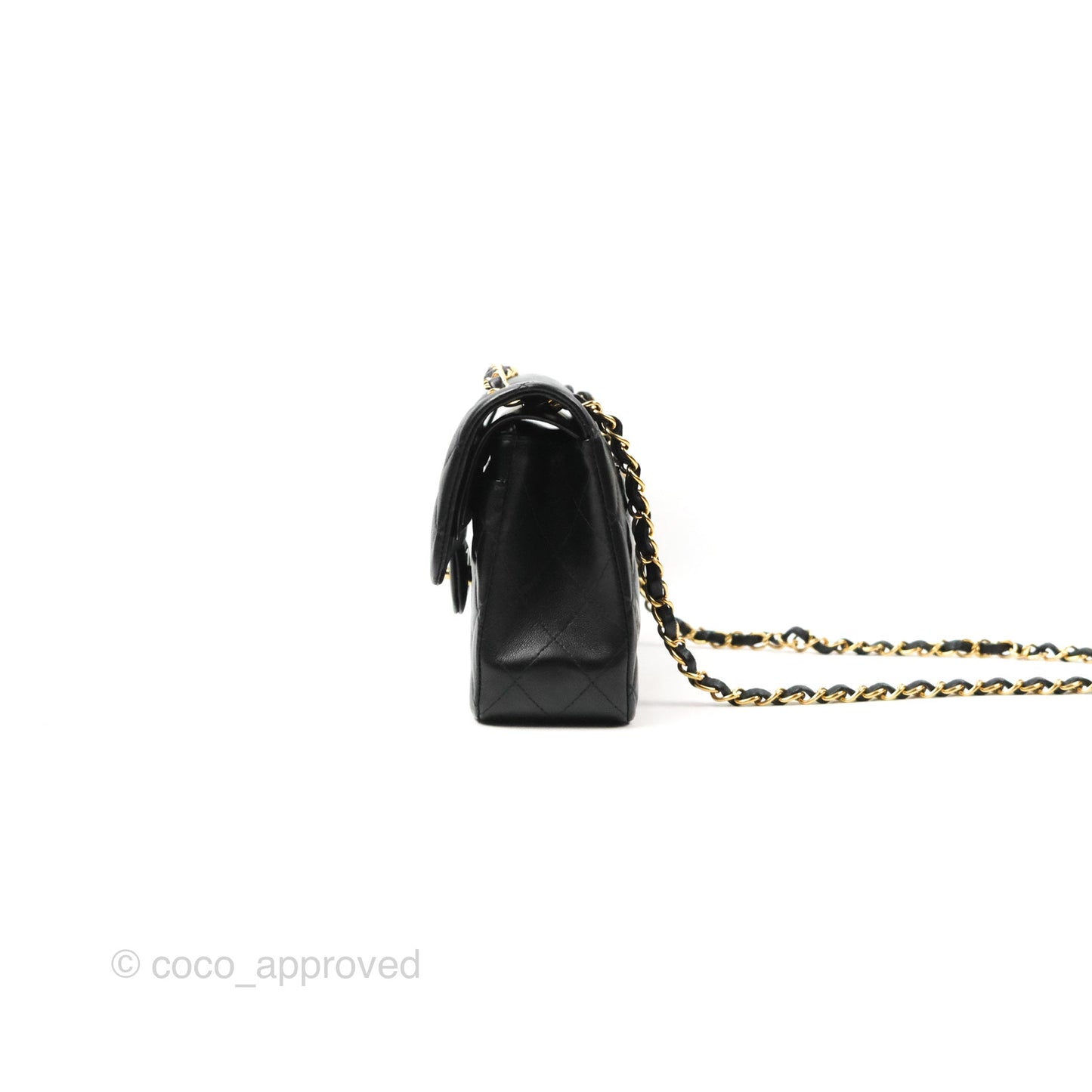 Chanel Small Classic Quilted Flap Black Lambskin Gold Hardware