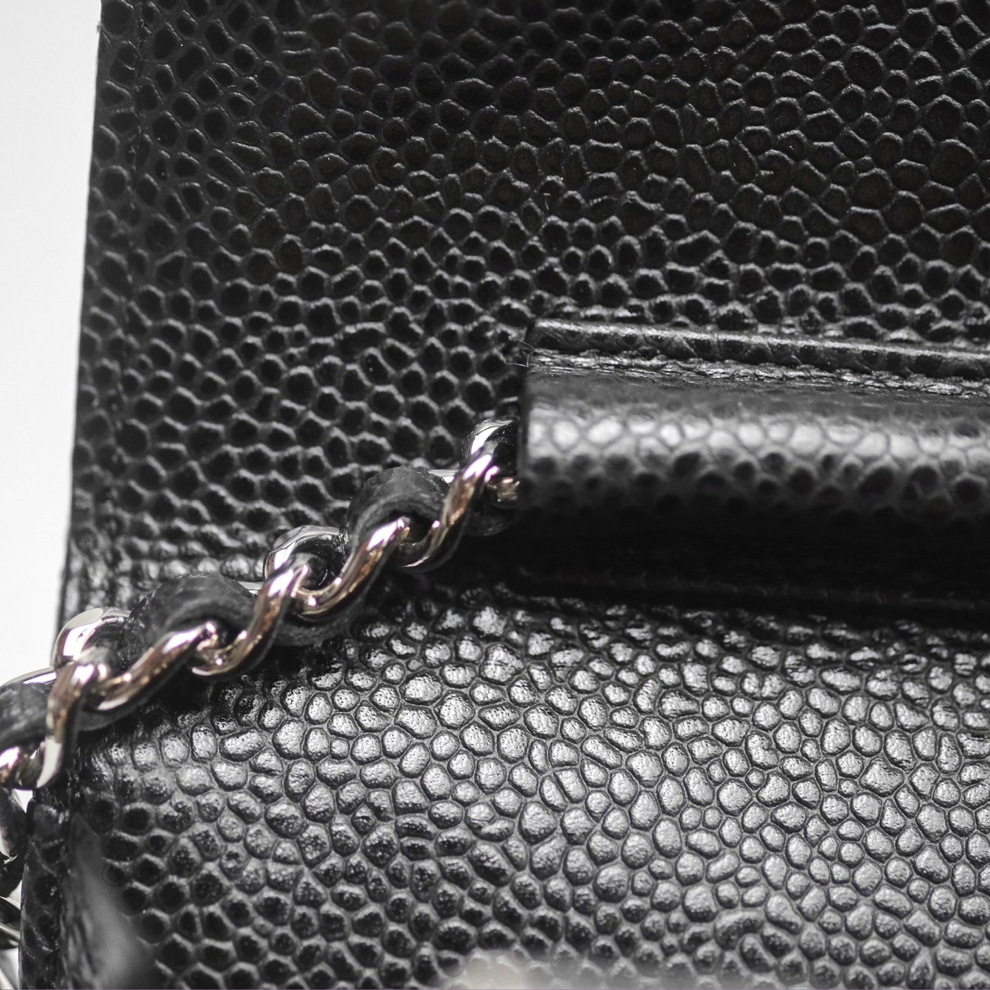 Chanel Quilted Classic Wallet On Chain WOC Black Caviar Silver Hardware