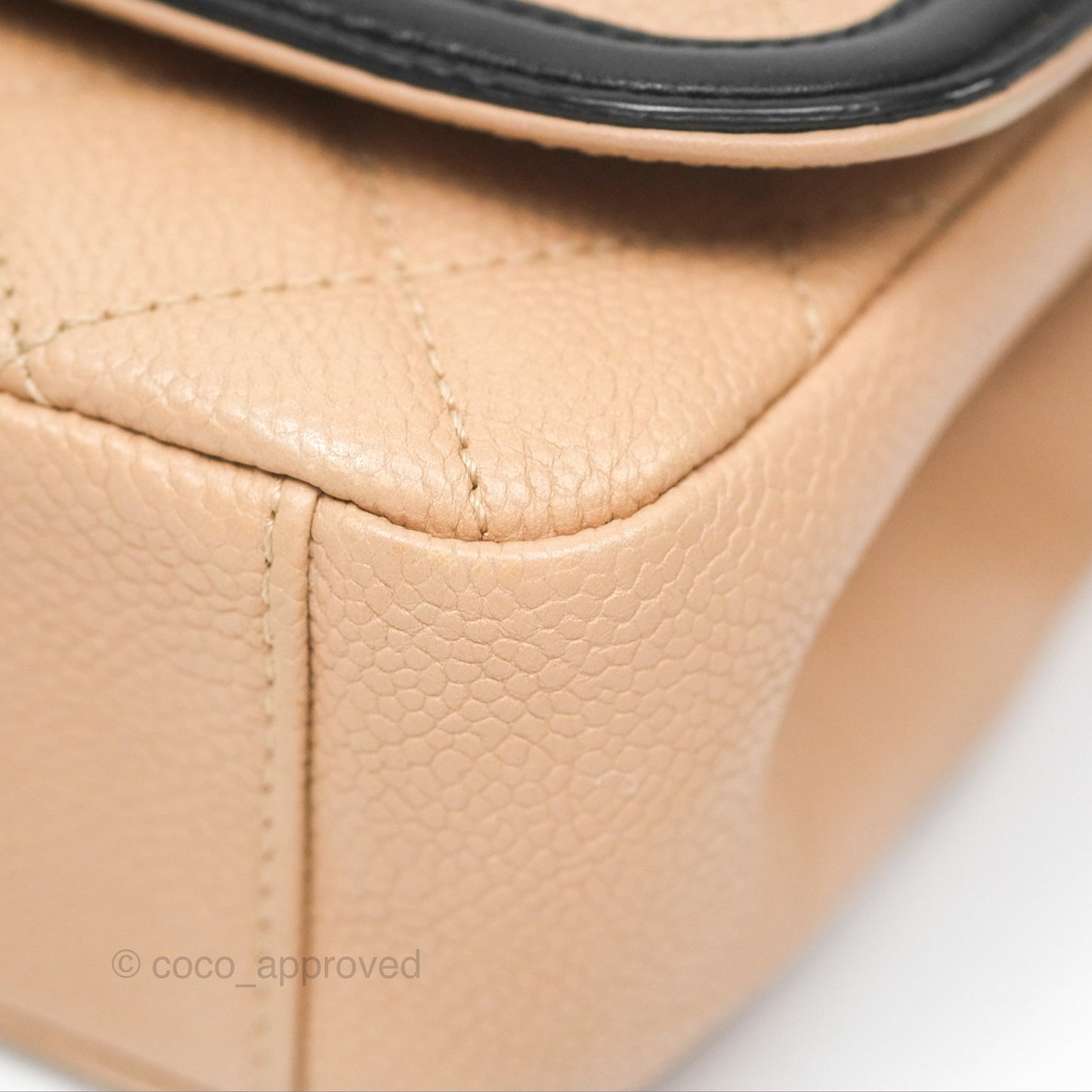 Chanel Small CC Filigree Flap Quilted Beige Black Caviar