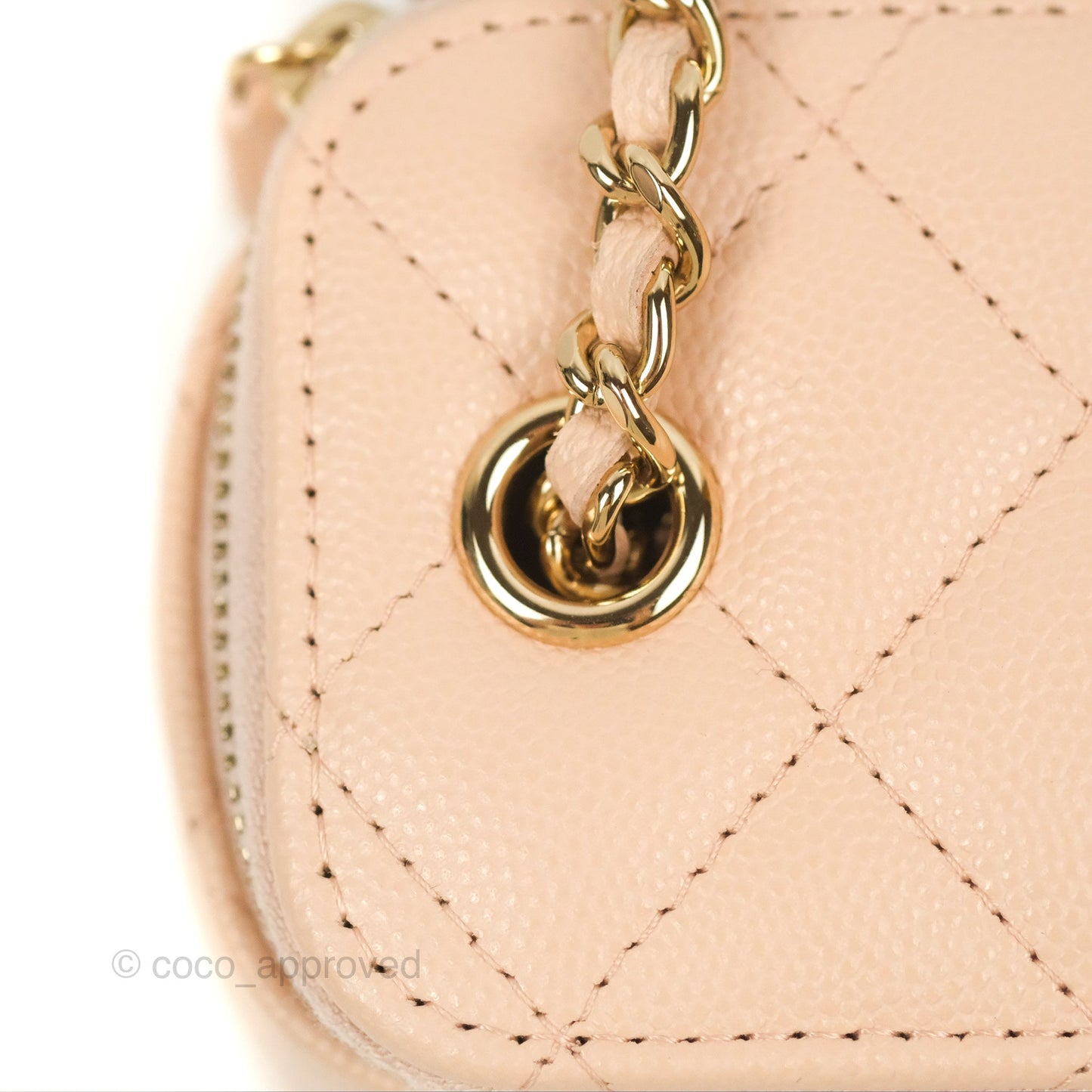 Chanel Mini Vanity With Chain Beige Pink Caviar Gold Hardware