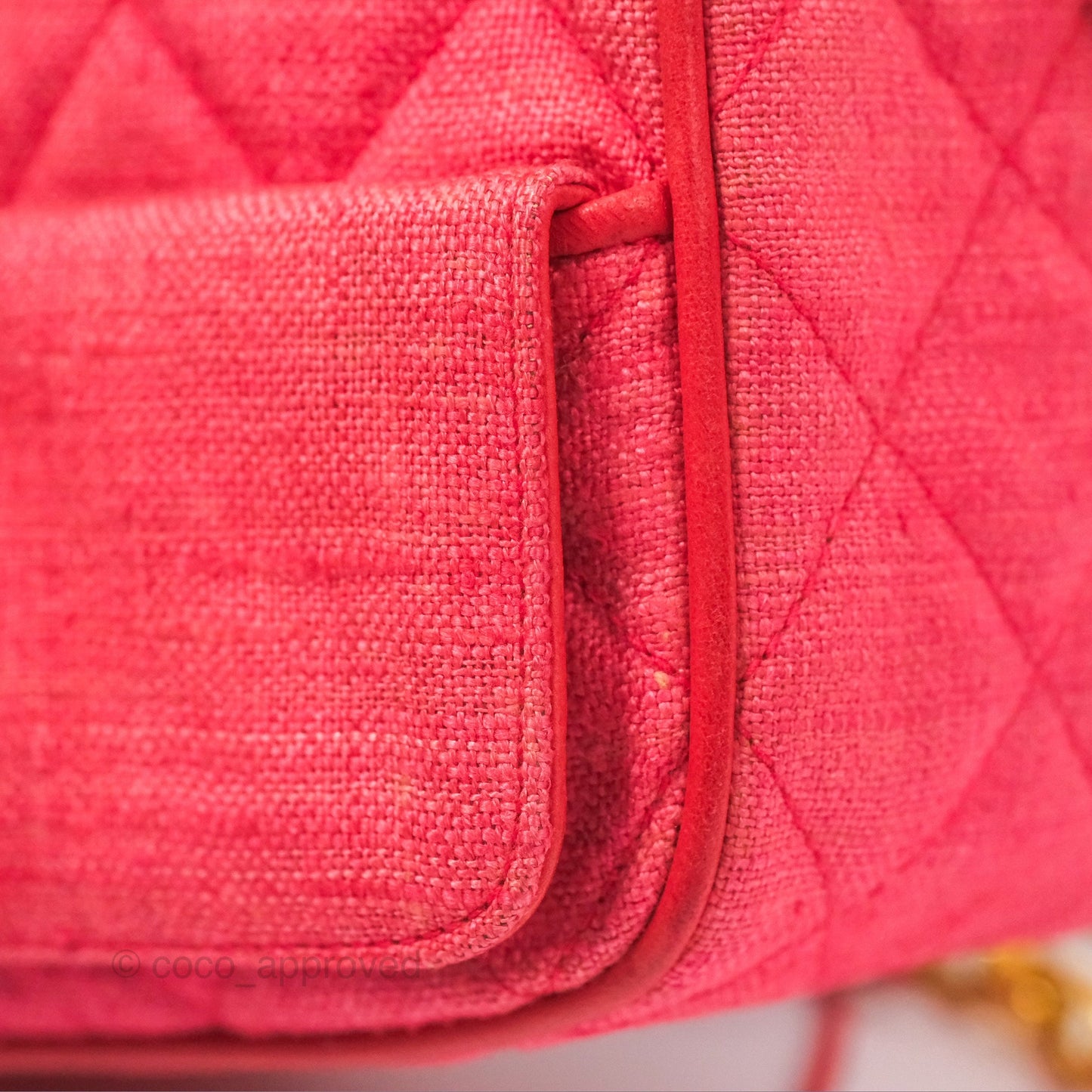 Chanel Vintage Small Tassel Camera Bag Dark Pink Canvas Gold Hardware