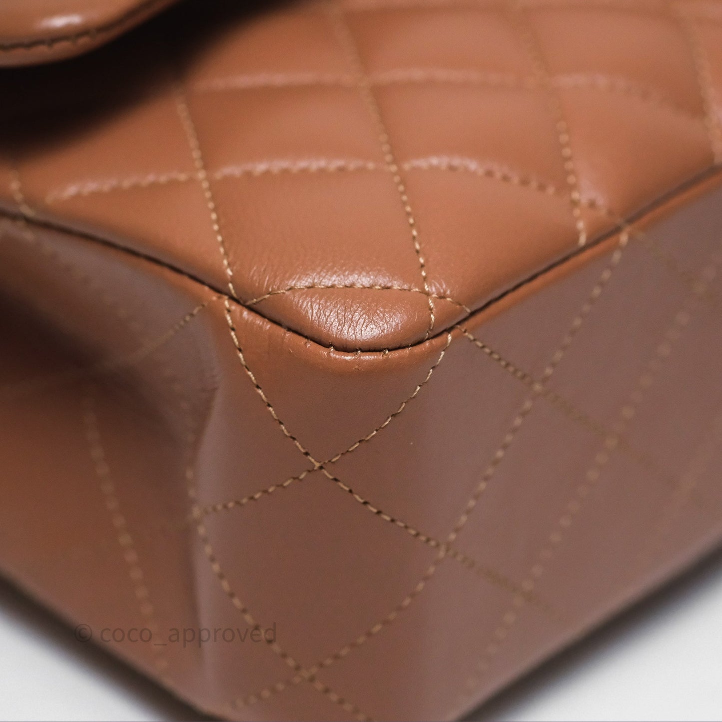 Chanel Classic M/L Medium Flap Quilted Dark Beige Caramel Lambskin Gold Hardware