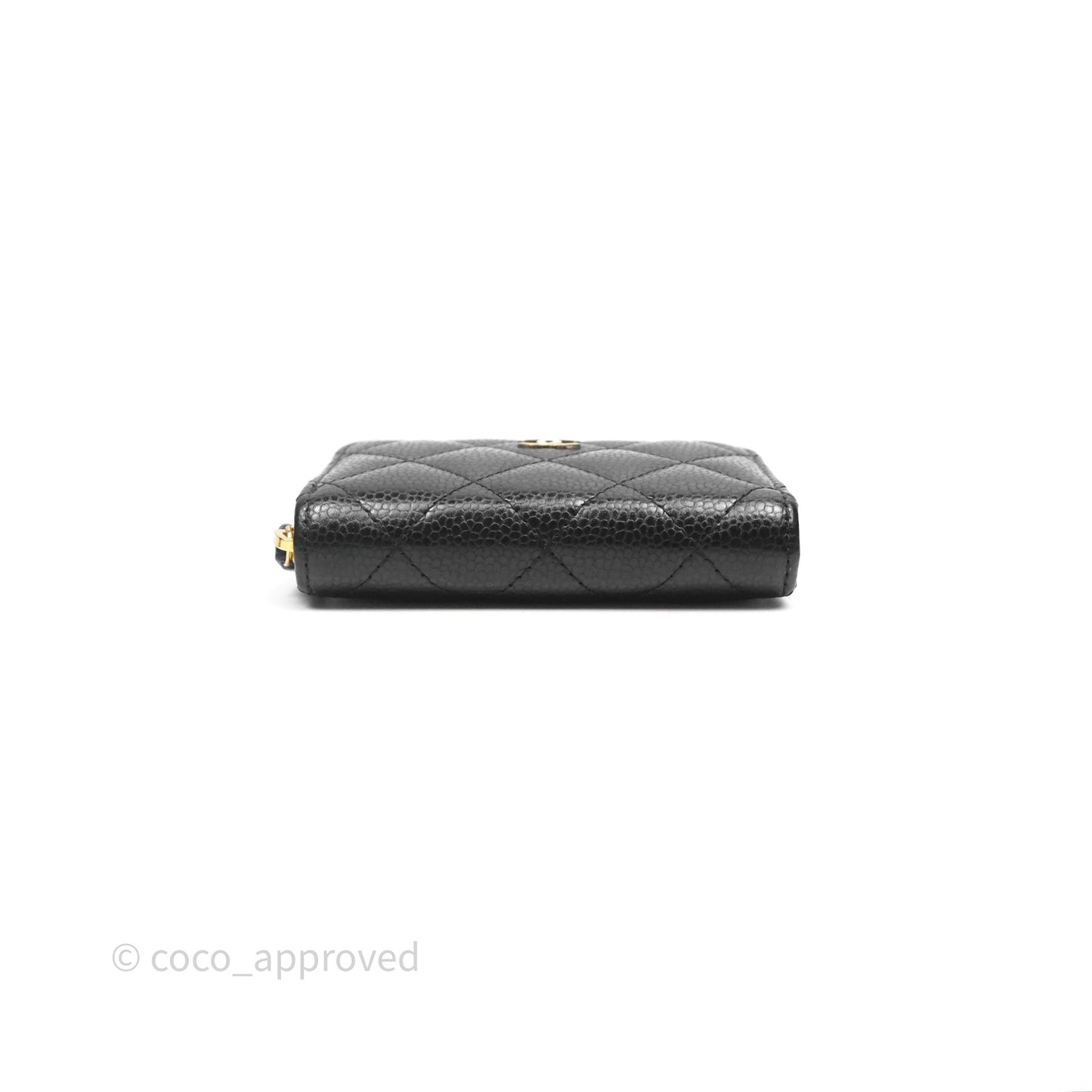 Chanel Quilted Zip Card Holder Black Caviar Gold Hardware