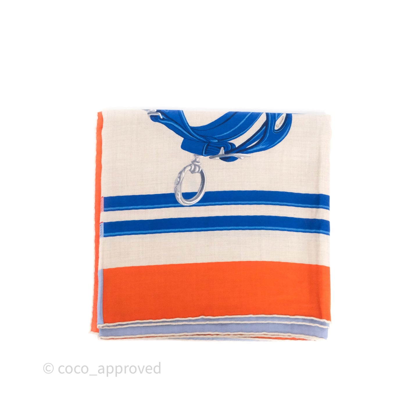 Hermes Brides De Gala App 140cm TD/ Orange/ Naturel/ Bleu Azur Cachemire Scarf