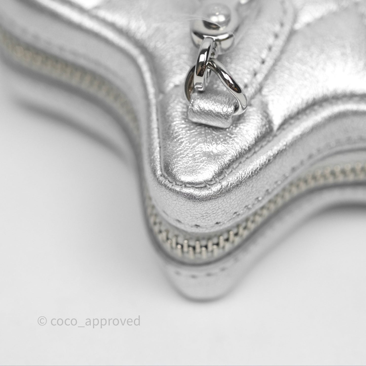 Chanel Star Coin Purse Metallic Silver Lambskin Silver Hardware