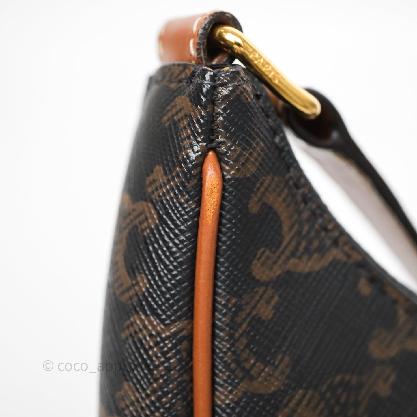Celine Medium Ava Bag In Triomphe Canvas Calfskin Tan