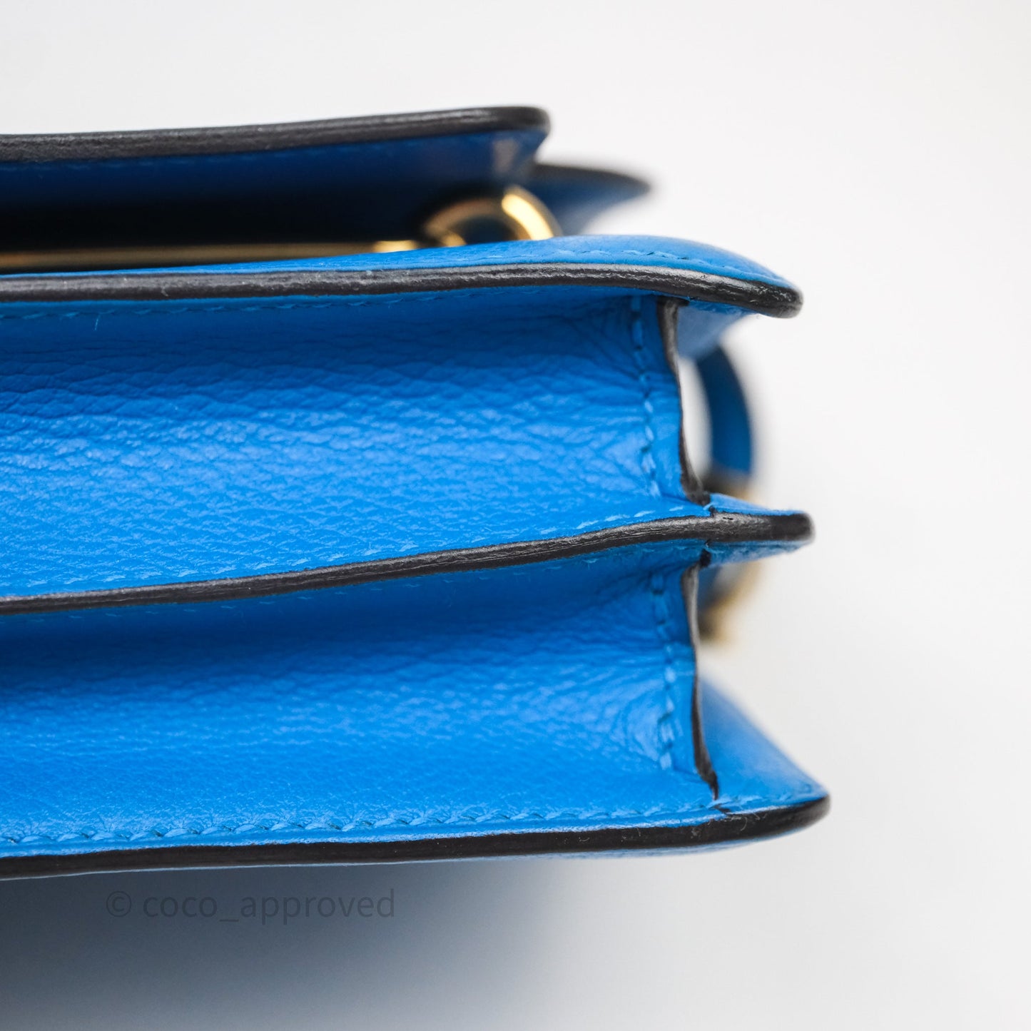 Hermès Roulis Mini 18 Bleu Zanzibar B3 Evercolor Gold Hardware