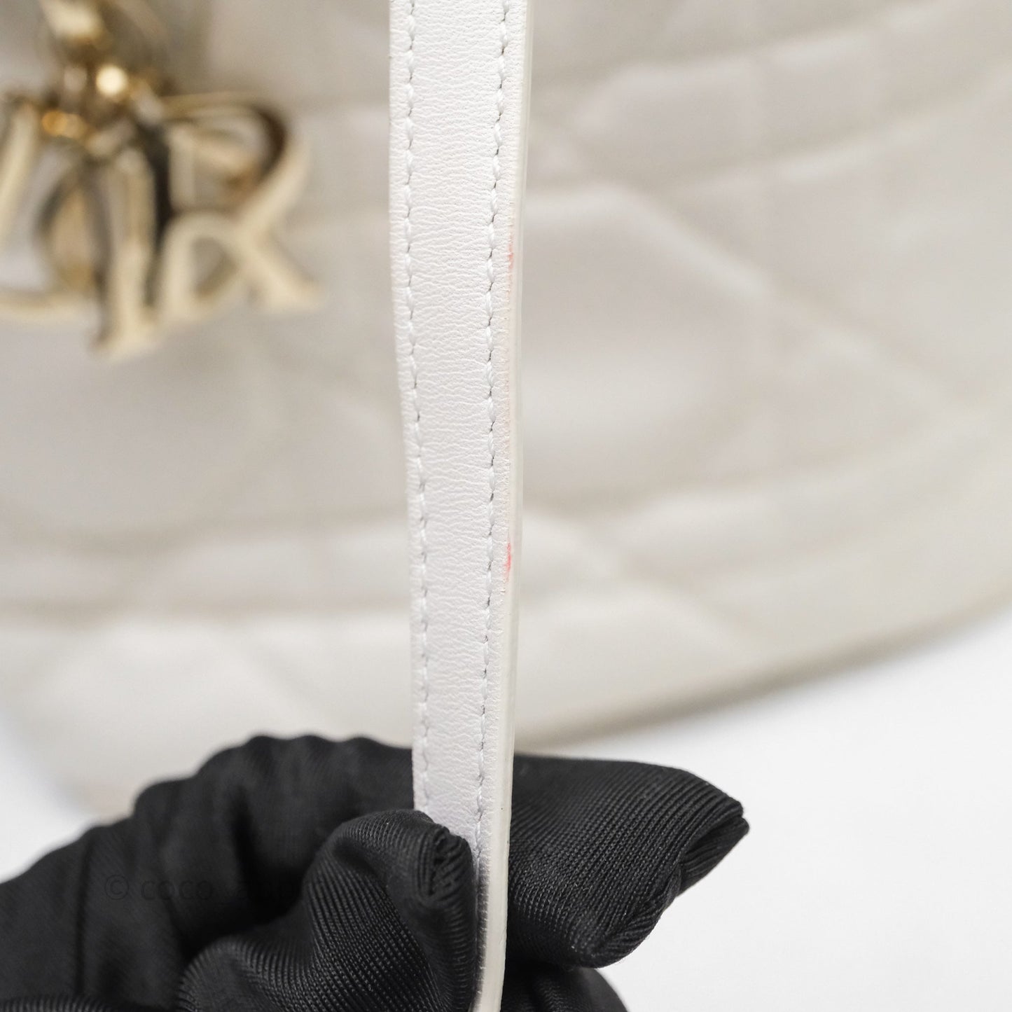 Christian Dior Small Toujours Vertical Tote Bag Latte Macrocannage Calfskin Gold Hardware