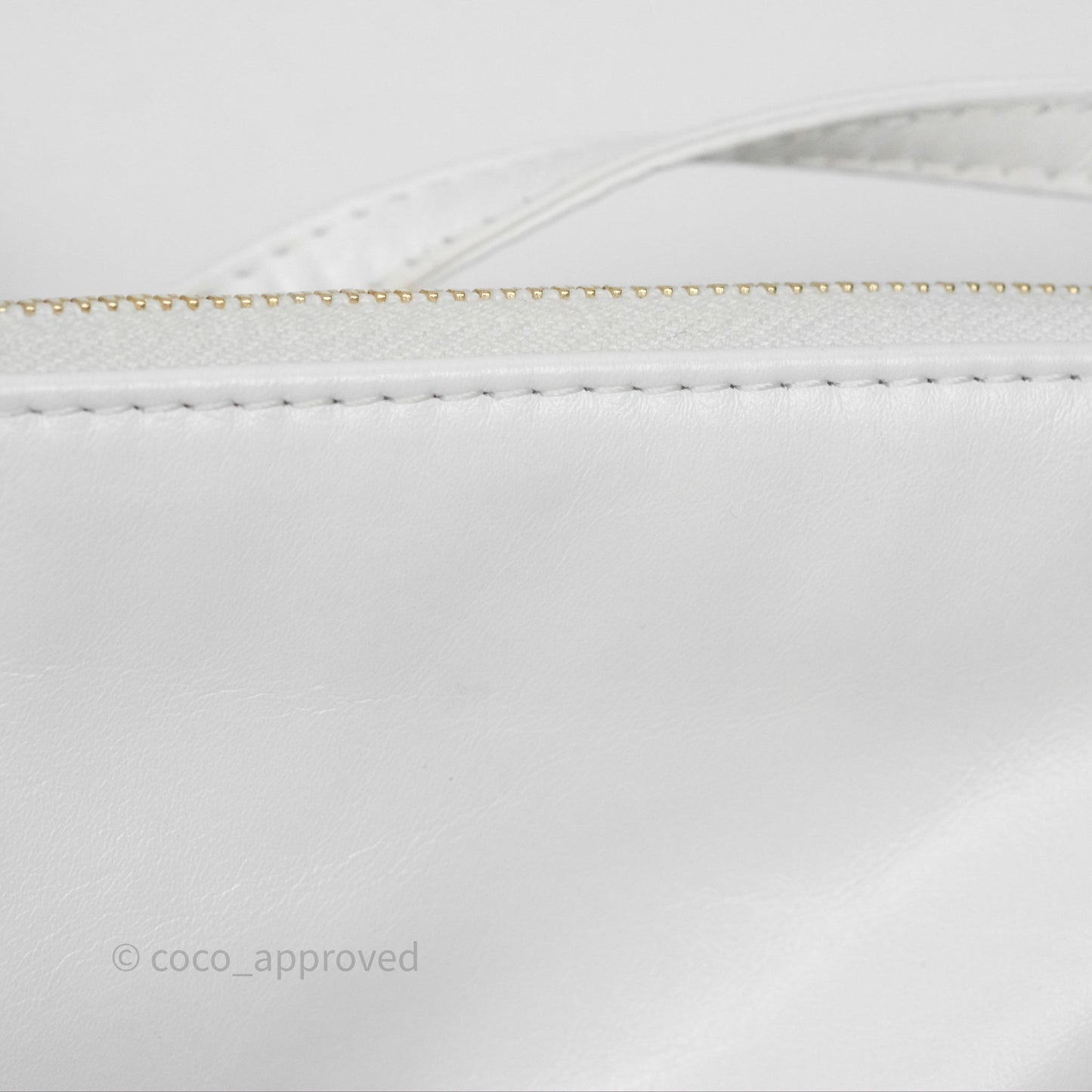 Chanel 22 Small White Shiny Calfskin Aged Gold Hardware