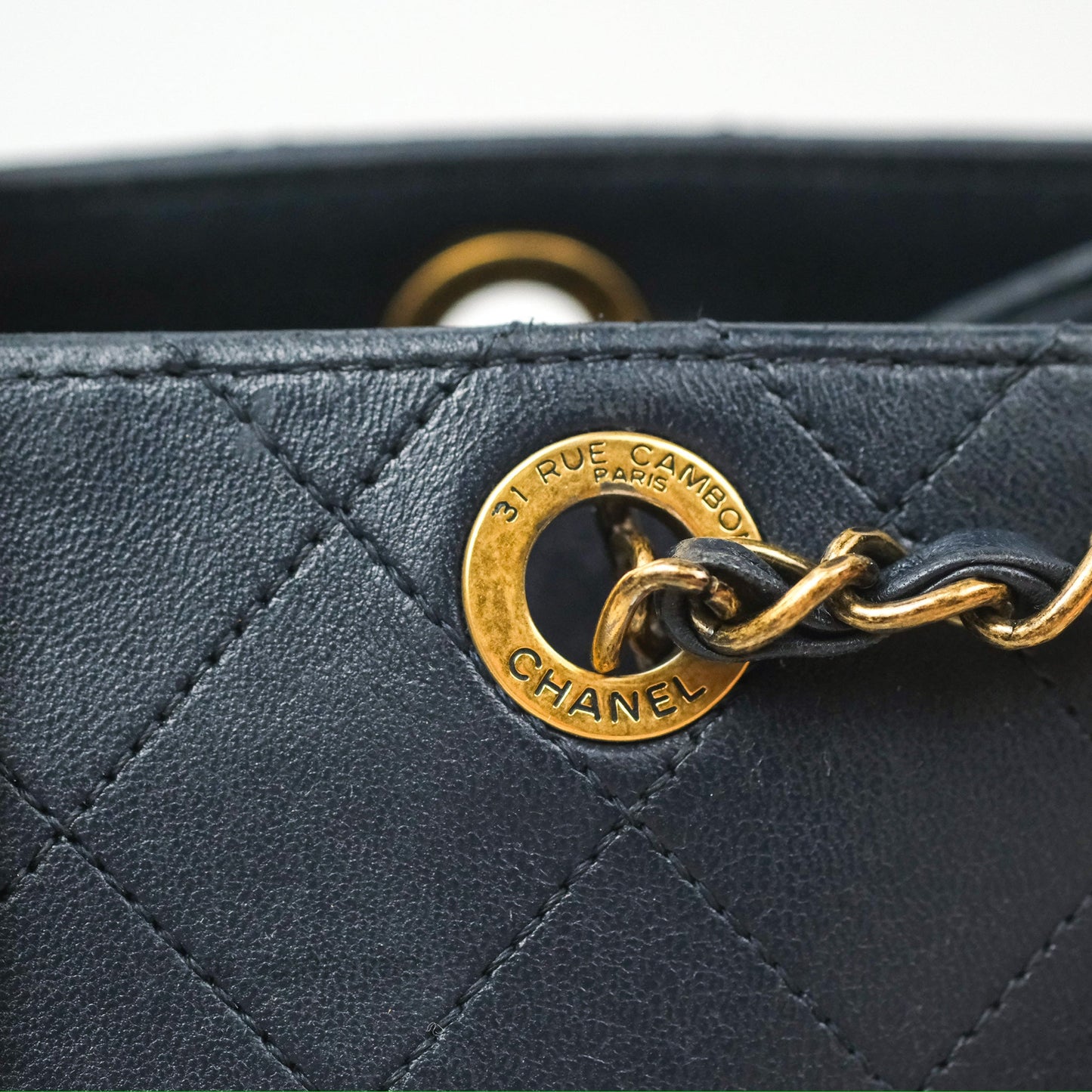 Chanel Medium Around The Corner Shopping Tote Navy Lambskin