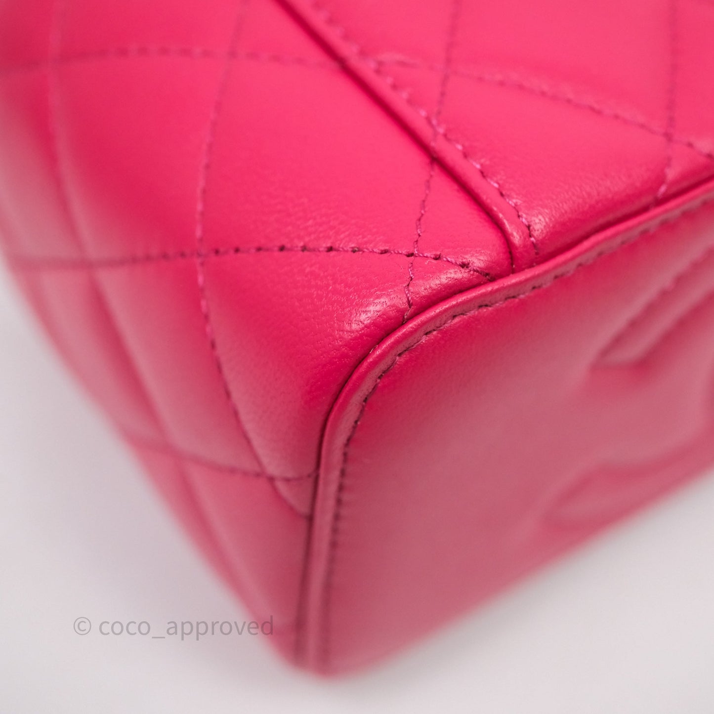 Chanel Vanity Rectangular Top Handle Pink Lambskin Gold Hardware