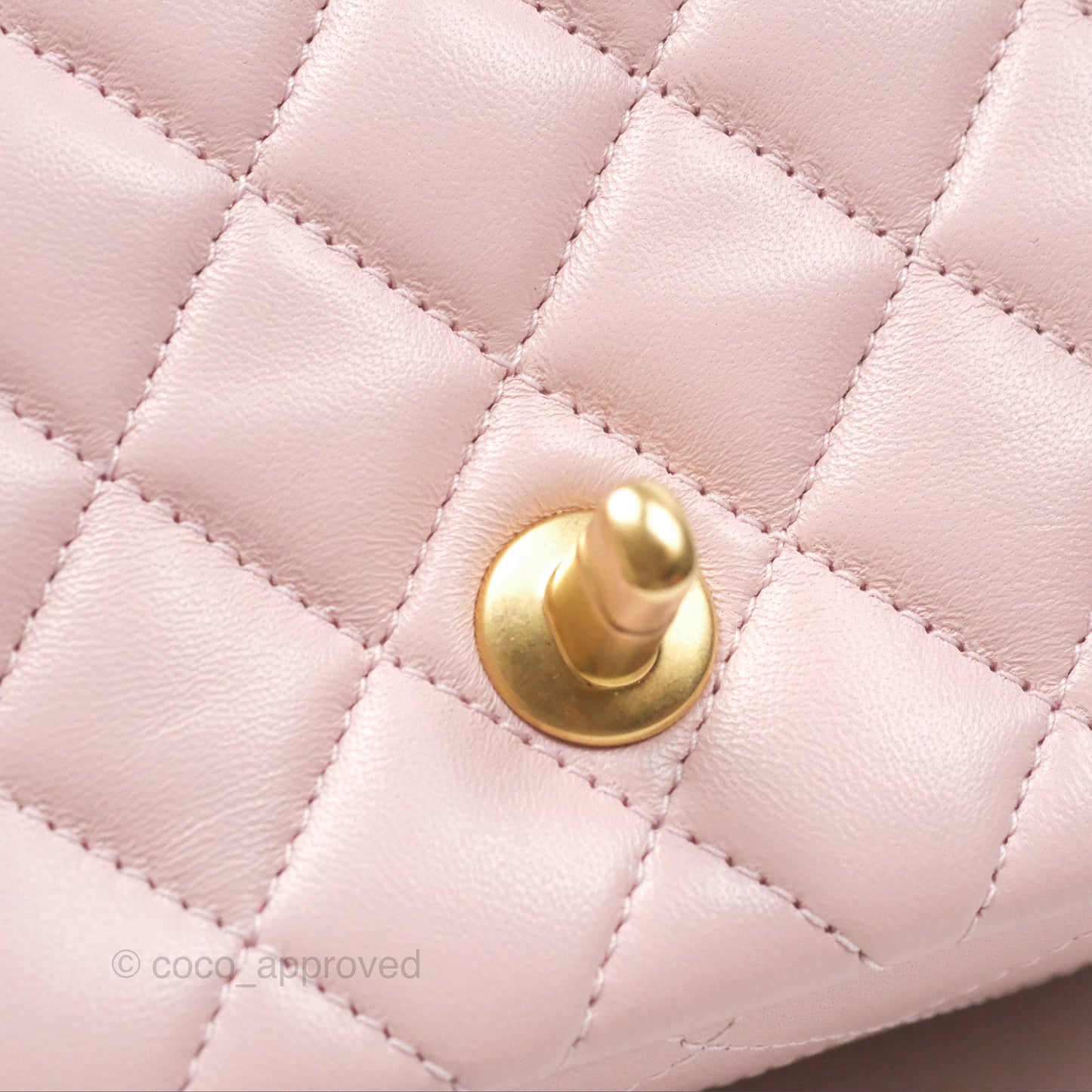 Chanel Pearl Crush Mini Square Quilted Light Pink Lambskin Aged Gold Hardware