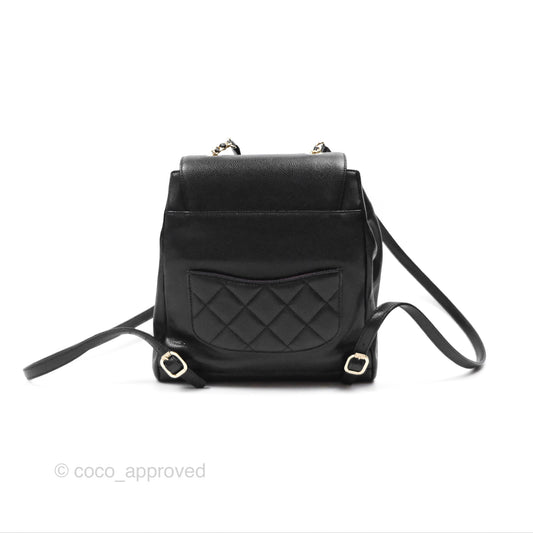 Chanel Quilted Business Affinity Backpack Black Caviar Gold Hardware