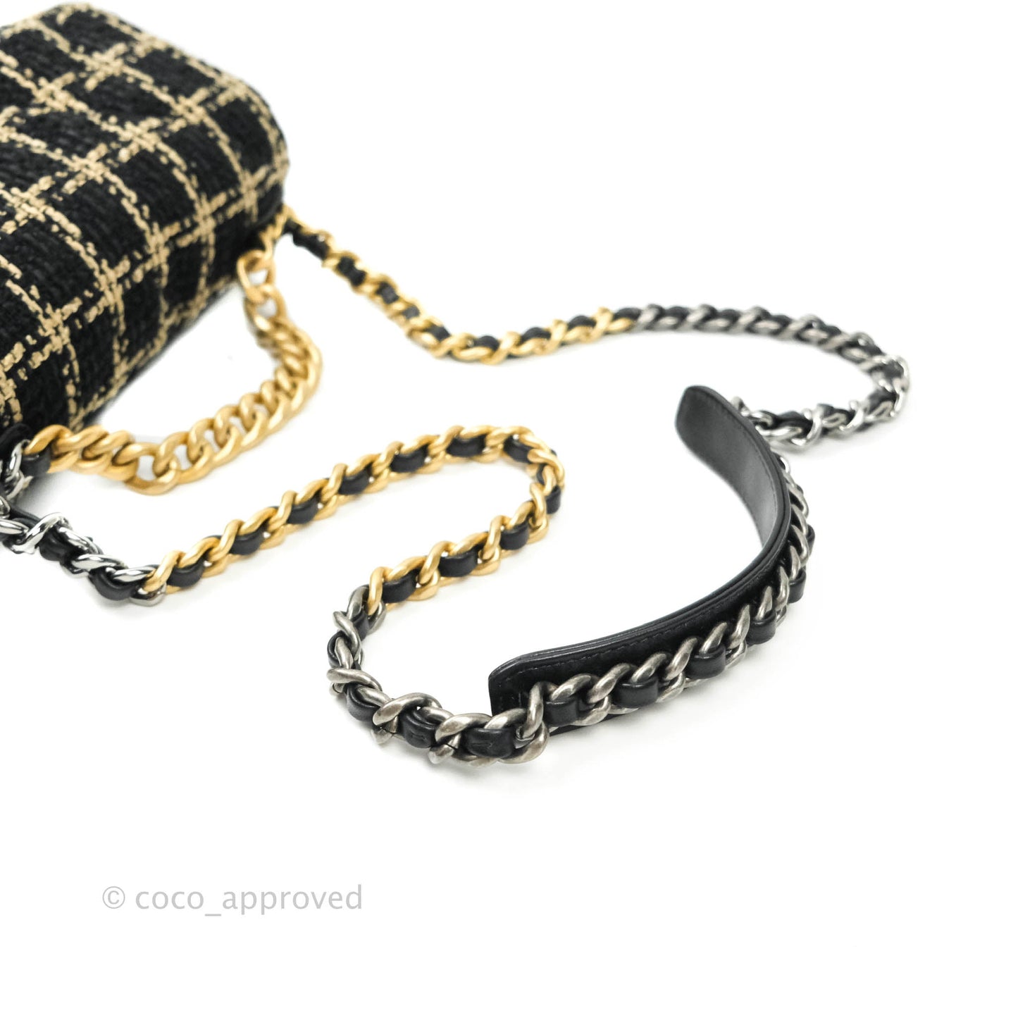 Chanel 19 Small Tweed Black Beige Mixed Hardware