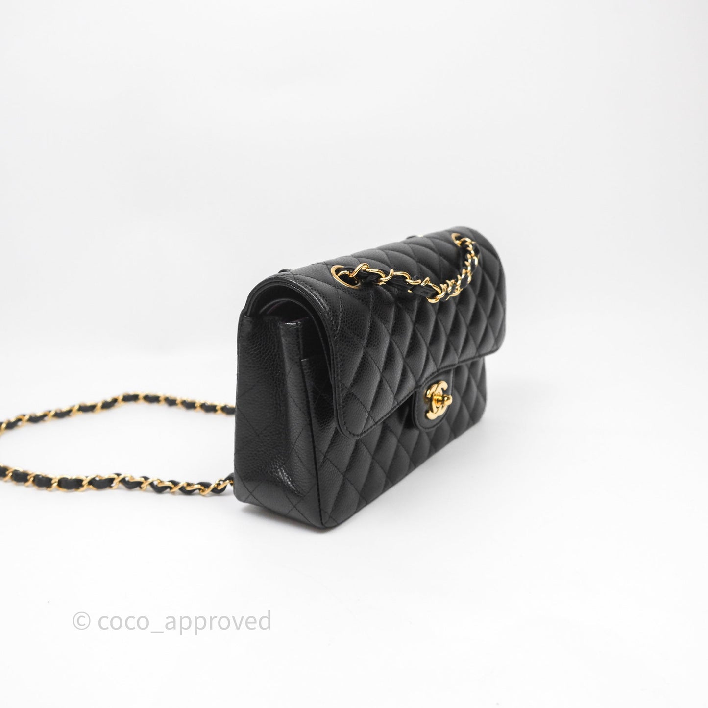 Chanel Small Classic Flap Quilted Black Caviar Gold Hardware