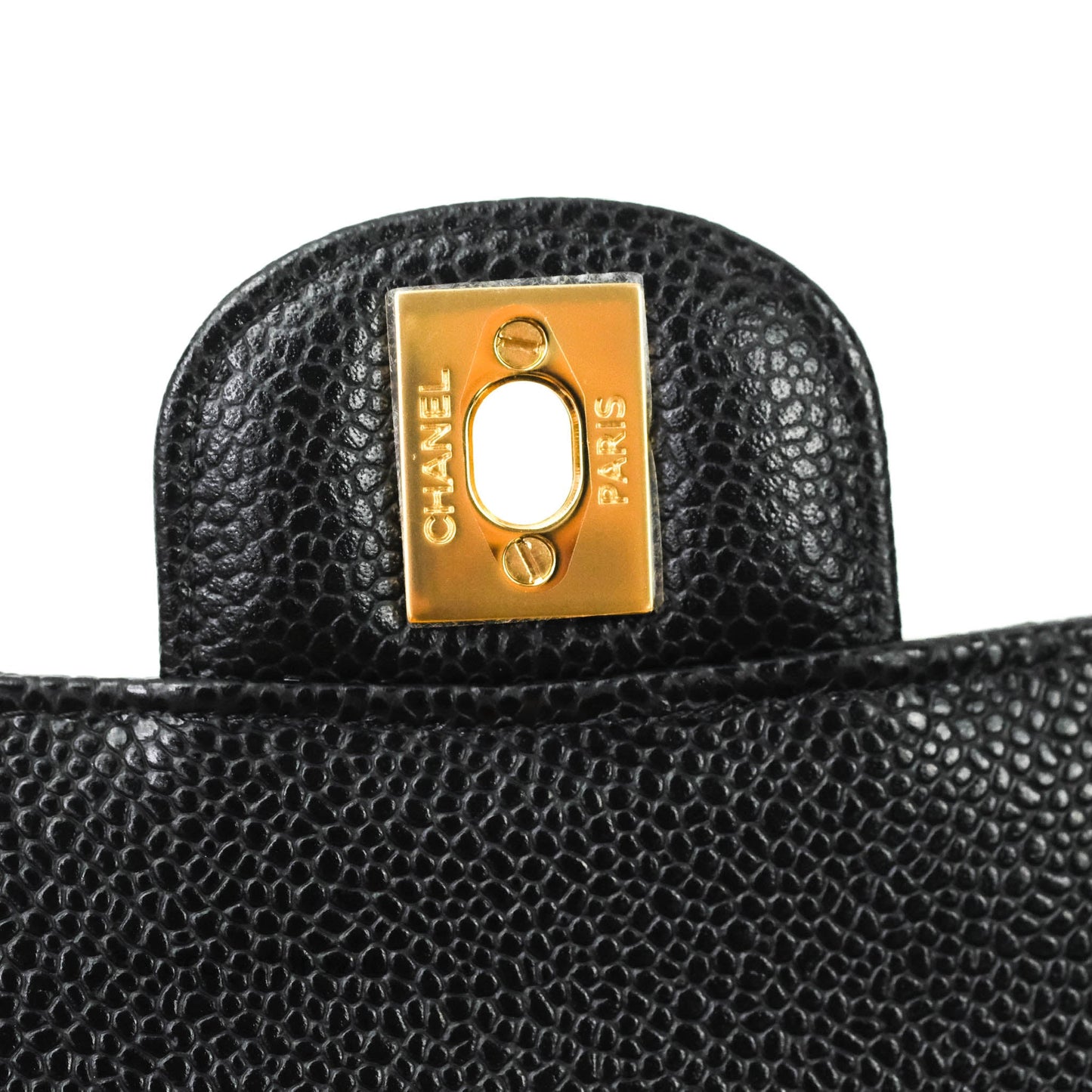 Chanel Classic M/L Medium Double Flap Bag Black Caviar Gold Hardware