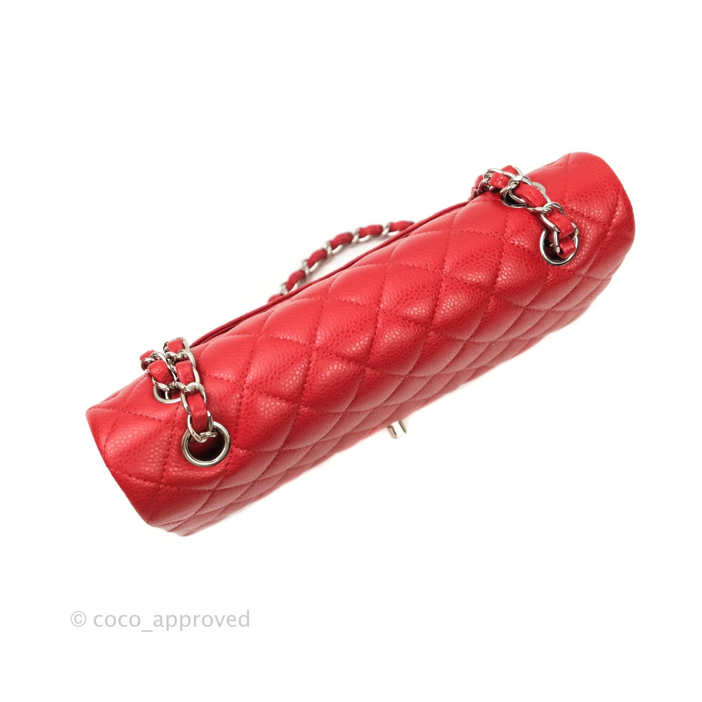 Chanel Classic M/L Medium Double Flap Red Caviar Silver Hardware