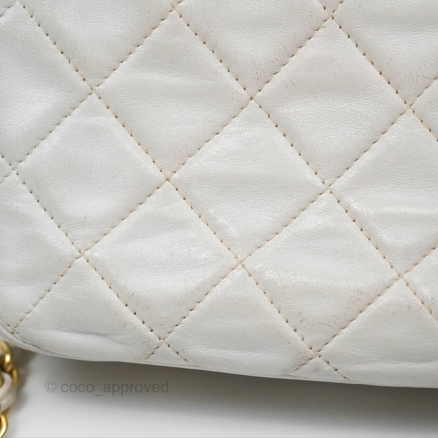 Chanel Vintage Small Camera Bag White Lambskin Gold Hardware