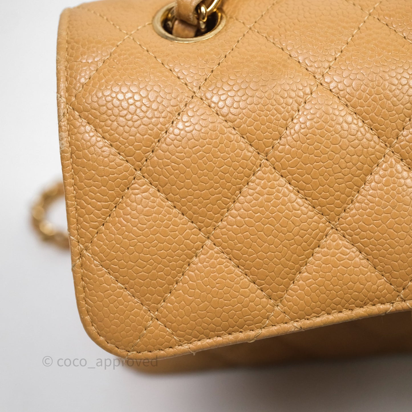 Chanel Vintage Small Classic Flap Beige Claire Caviar 24K Gold Hardware