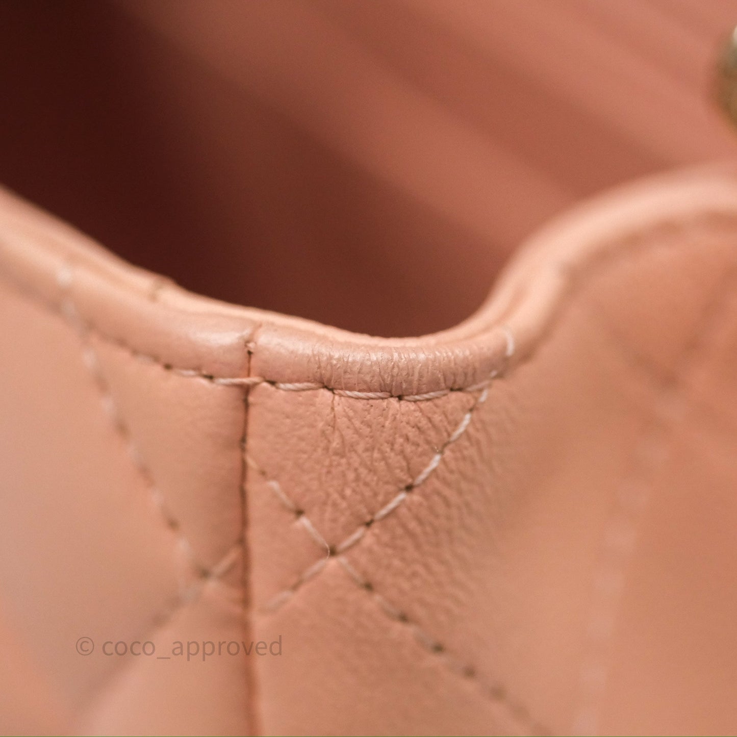 Chanel Mini Square Flap Quilted Beige Pink Lambskin Gold Hardware