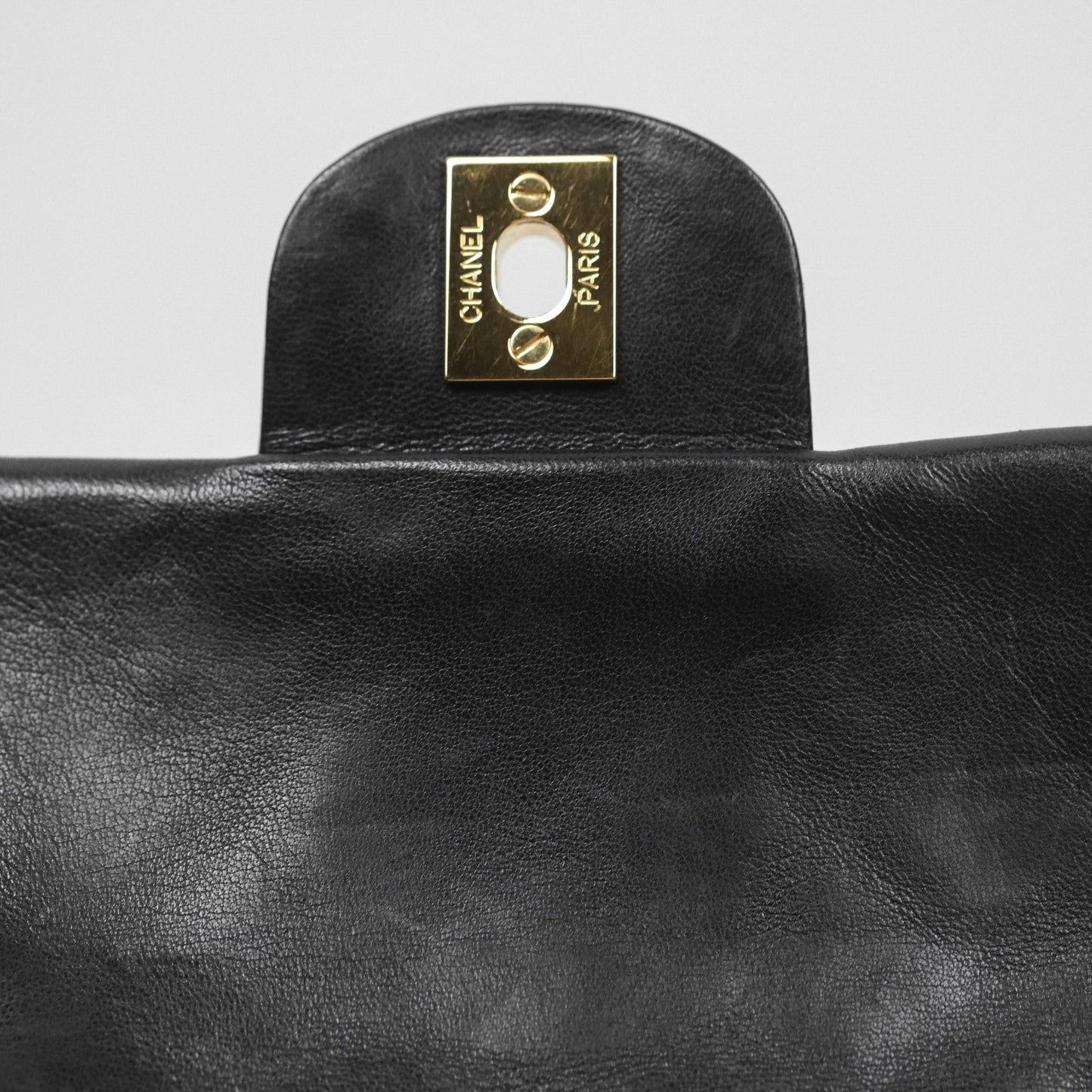 Chanel Quilted East West Flap Bag Black Lambskin Gold Hardware