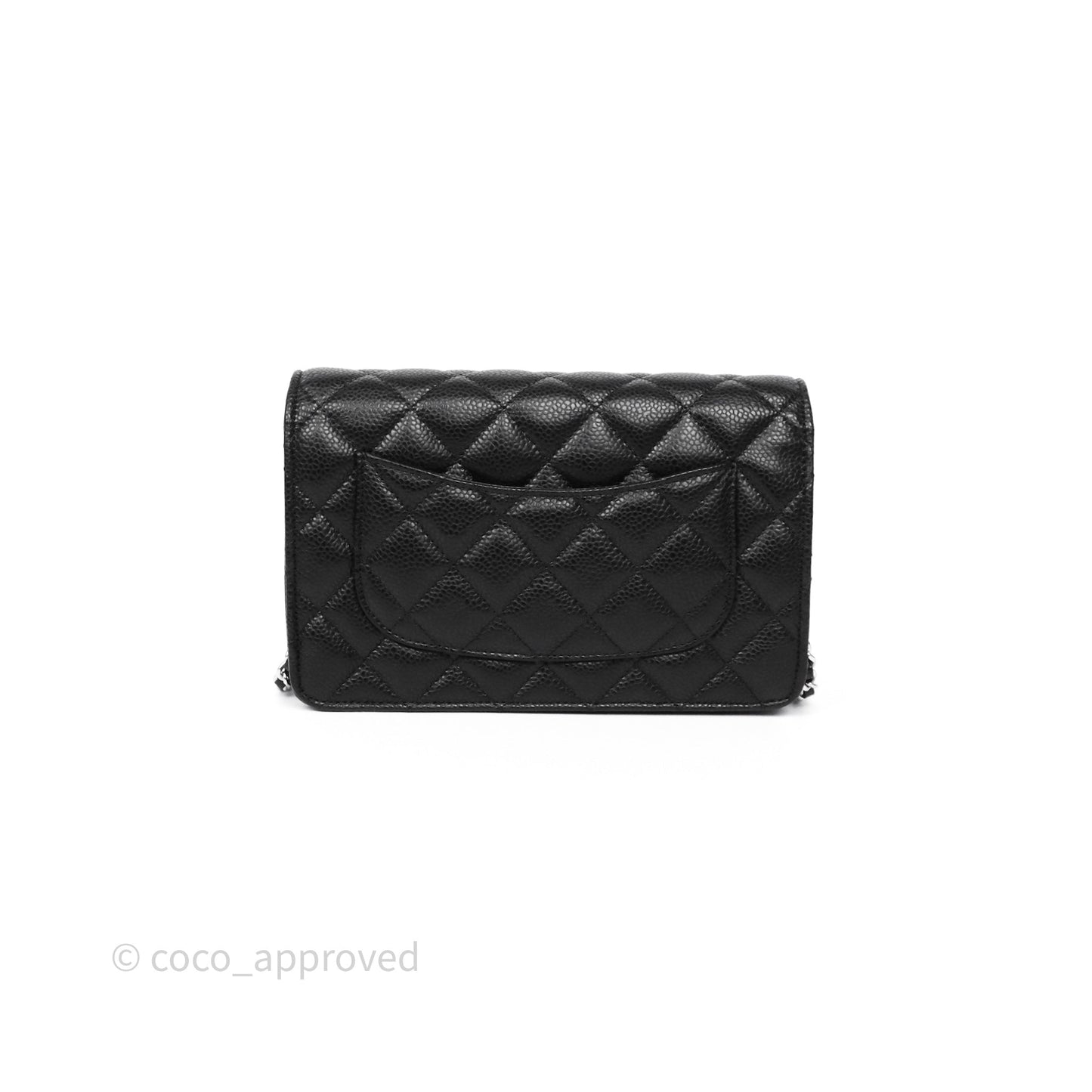 Chanel Classic Wallet On Chain WOC Quilted Black Caviar Silver Hardware
