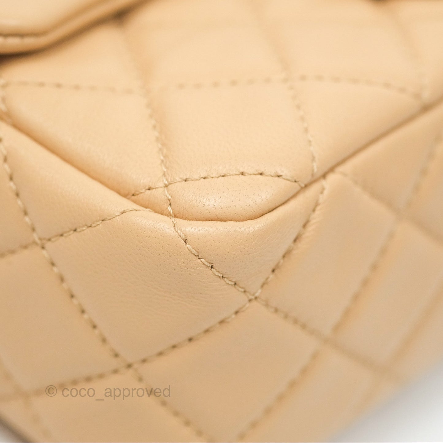 Chanel Pearl Crush Mini Rectangular Beige Lambskin Aged Gold Hardware