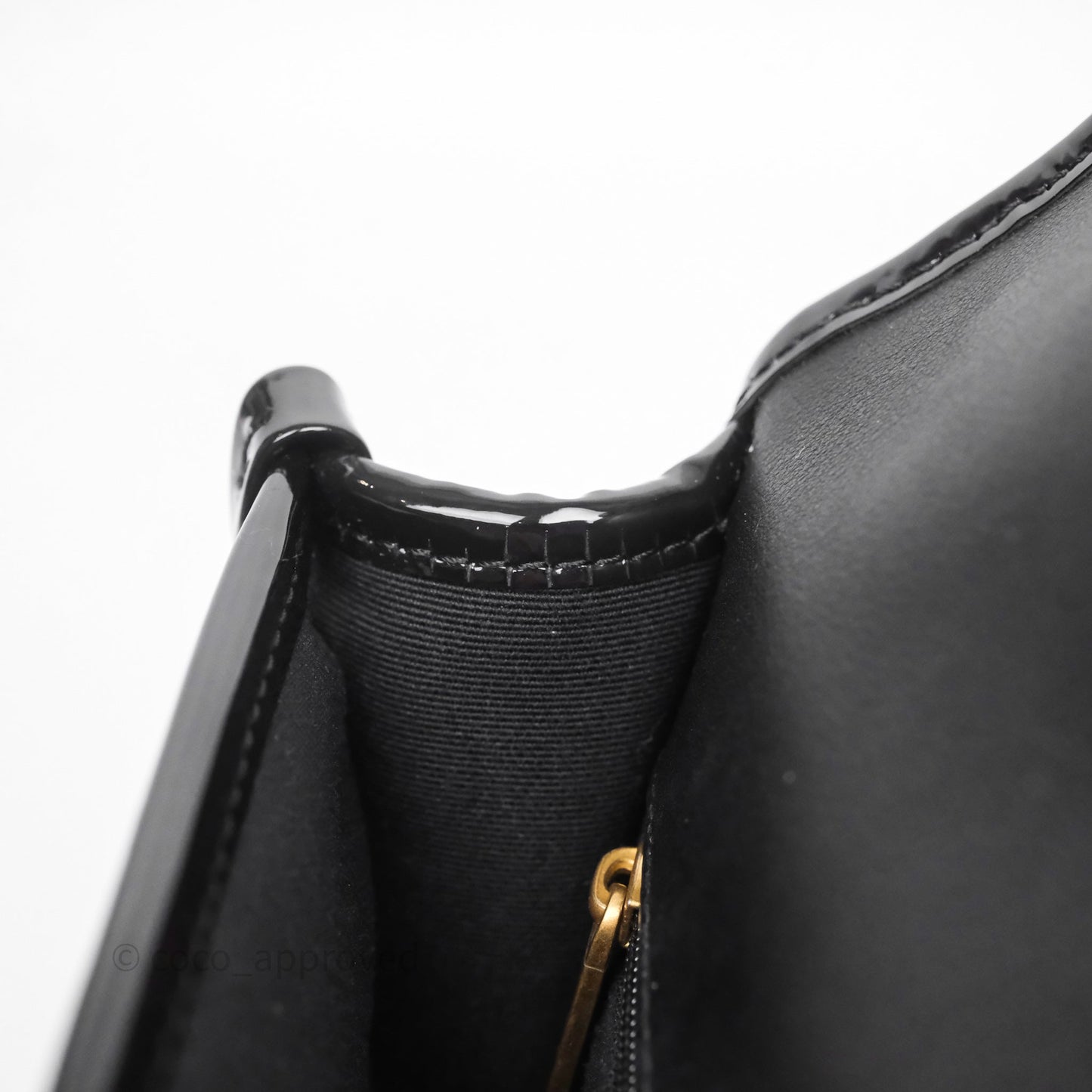 Chanel Mini School Memory Top Handle Flap Black Patent