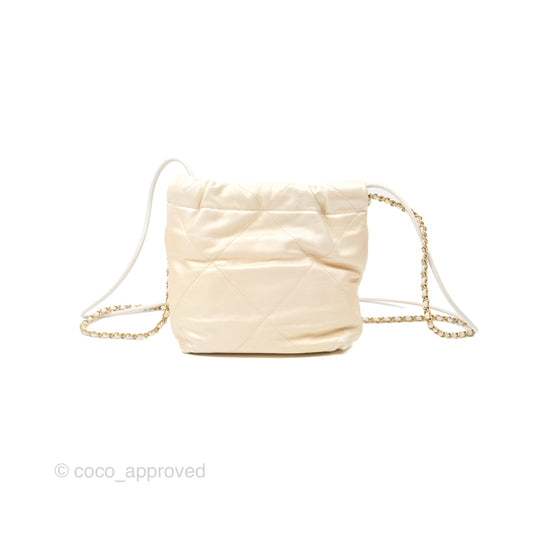 Chanel 22 Mini Bag Iridescent Light Pearly Calfskin Aged Gold Hardware