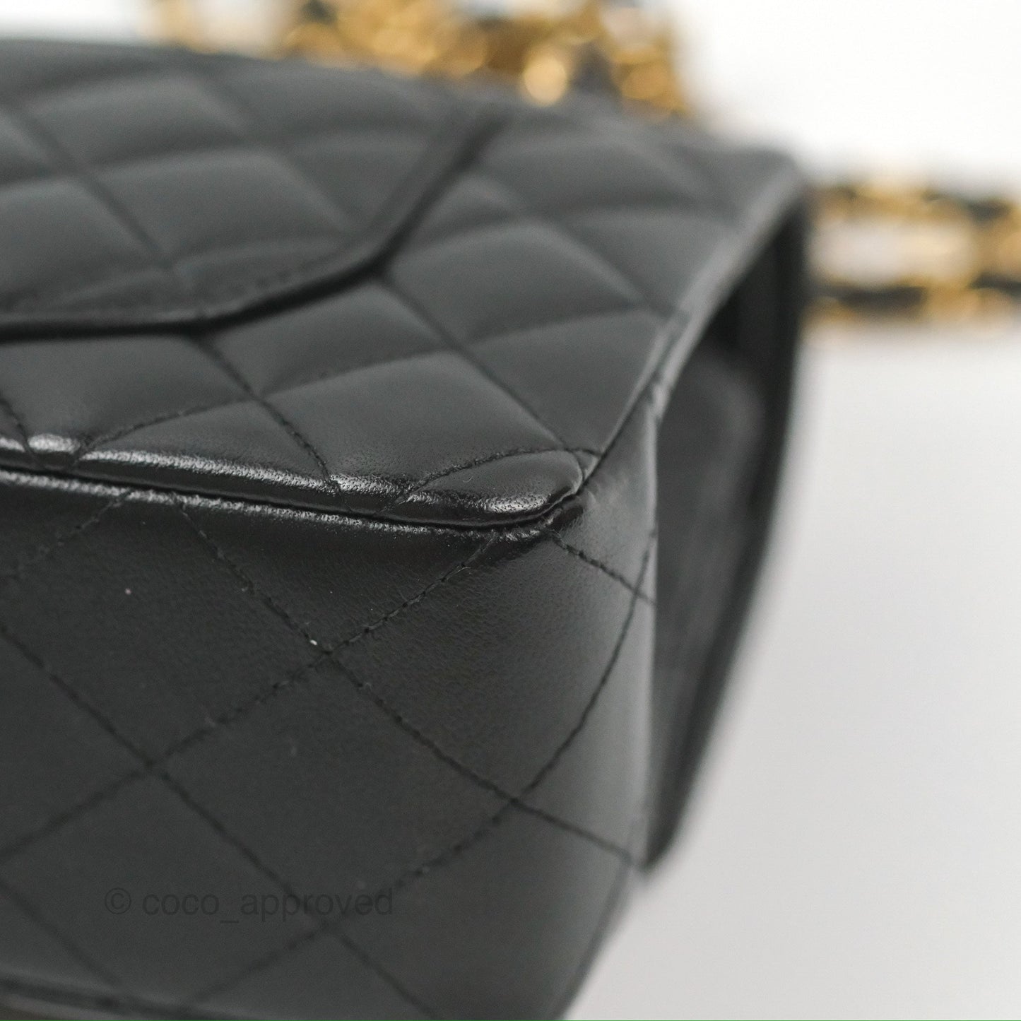Chanel Small Classic Quilted Flap Black Lambskin Gold Hardware