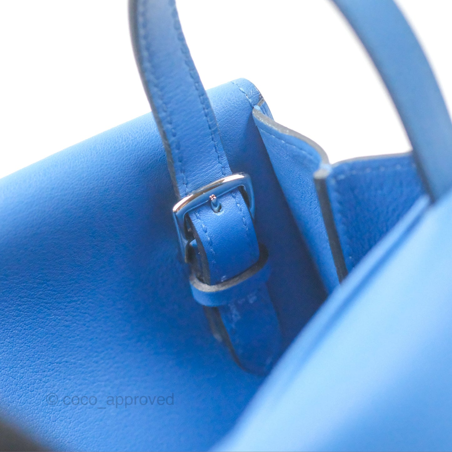 Hermès Halzan 22 Mini Bleu Zellige Swift Palladium Hardware