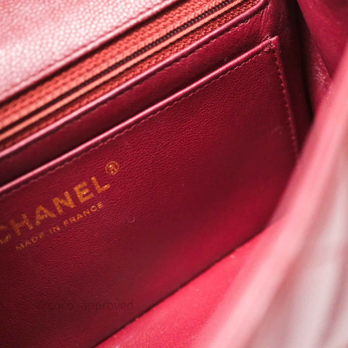 Chanel Classic Quilted Mini Rectangular Flap Burgundy Caviar Aged Gold Hardware