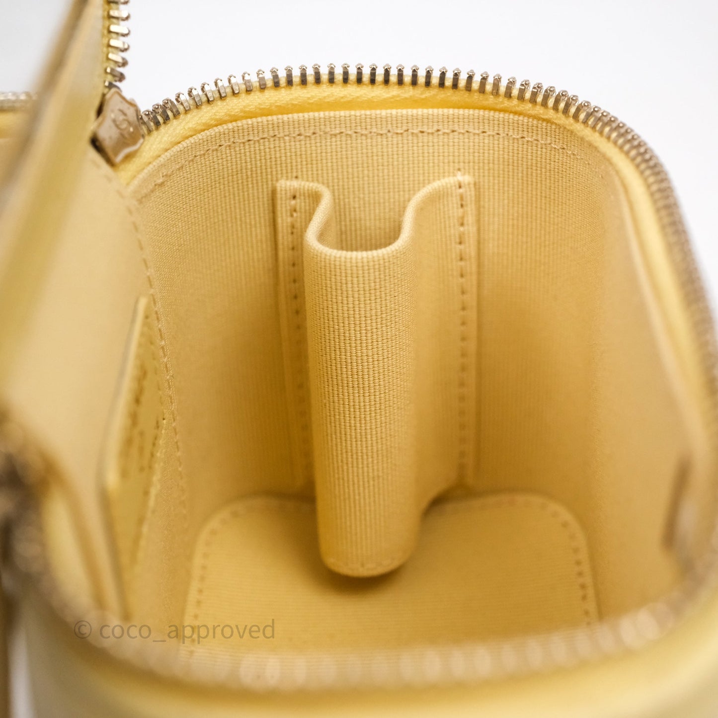 Chanel Mini Top Handle Vanity With Chain Yellow Lambskin Gold Hardware