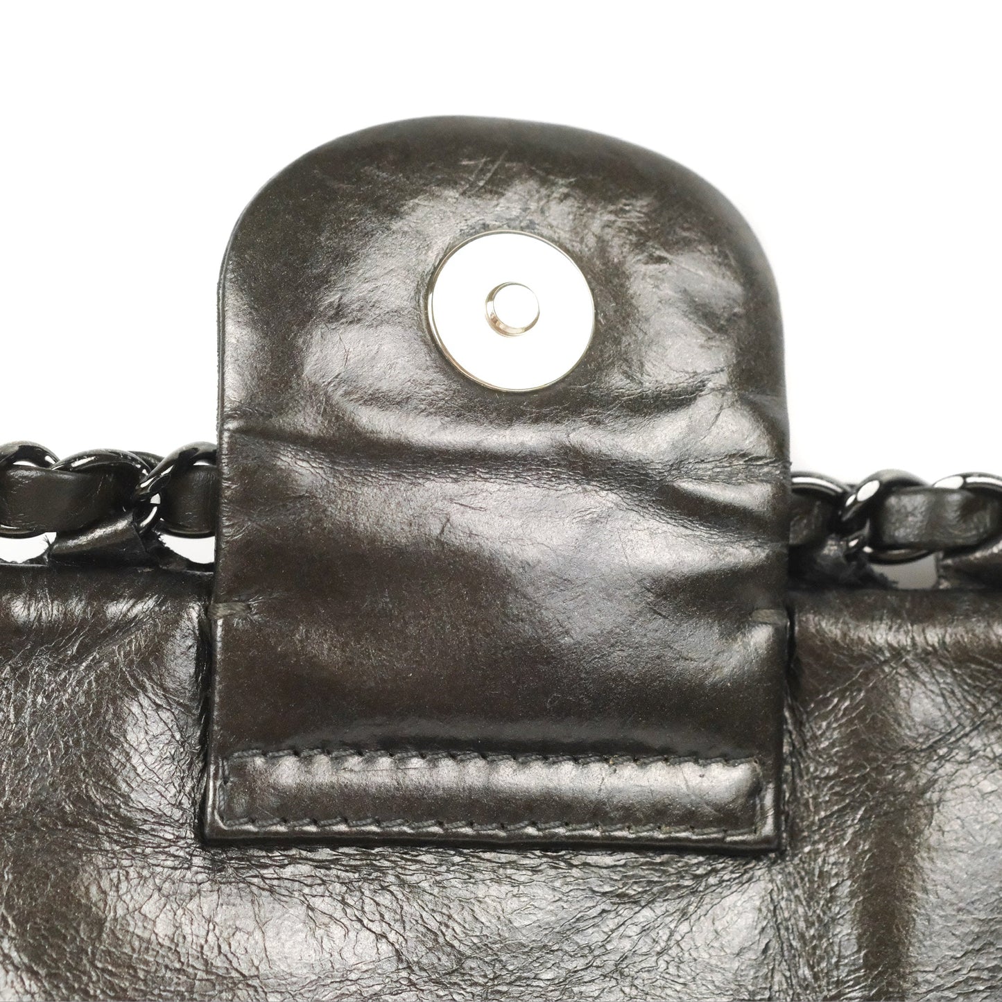 Chanel Medium Chain Me Flap Bag Metallic Dark Grey Calfskin Gun Metal