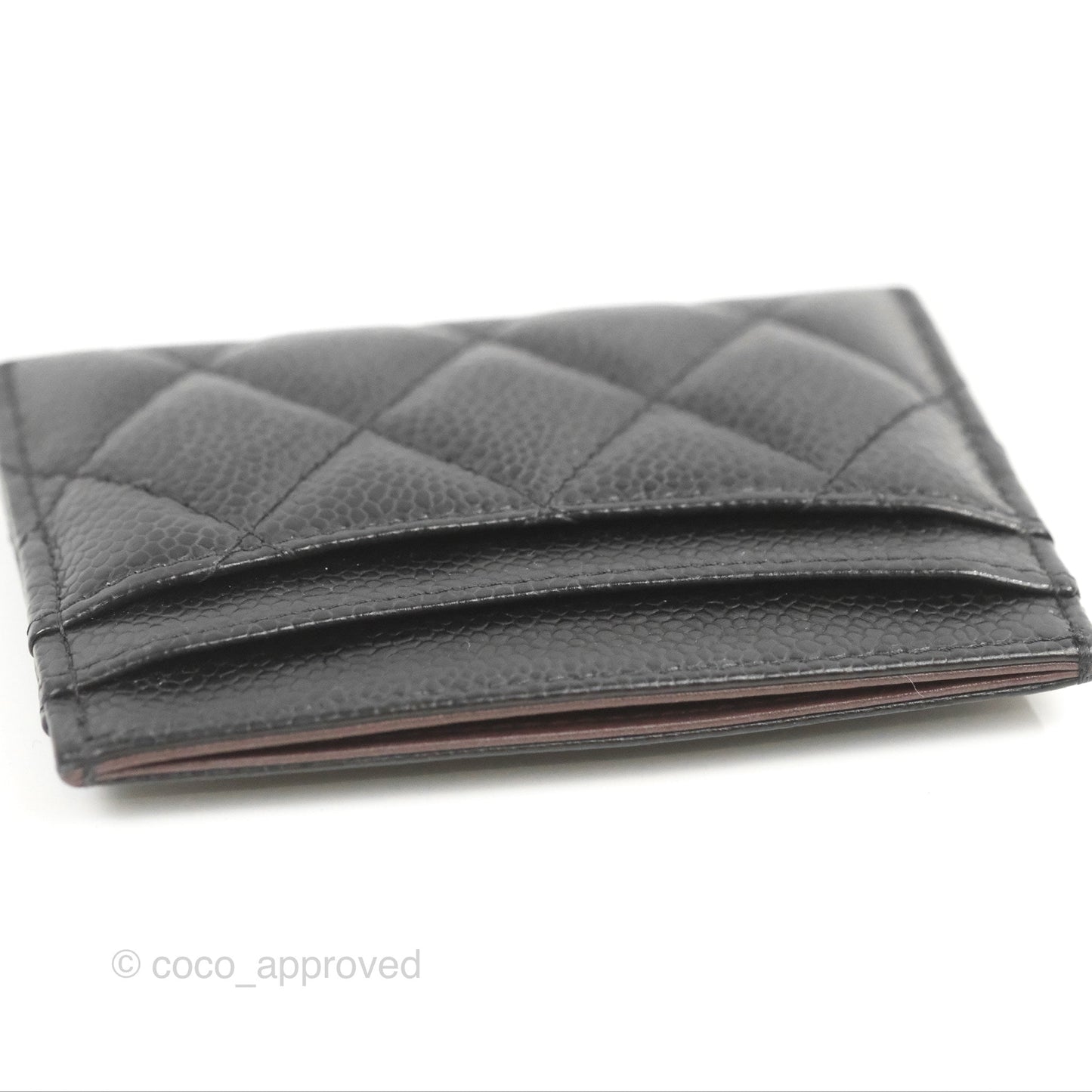 Chanel Classic Flat Card Holder Black Caviar Gold Hardware