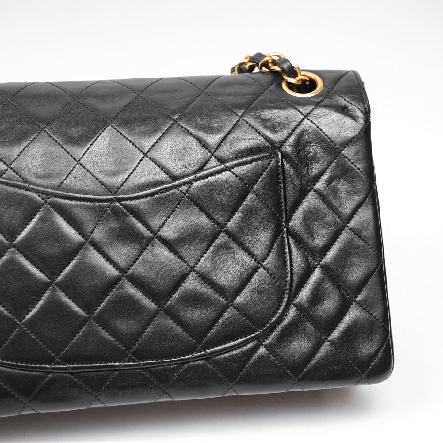 Chanel Classic Vintage Double Flap M/L Black Lambskin Gold Hardware