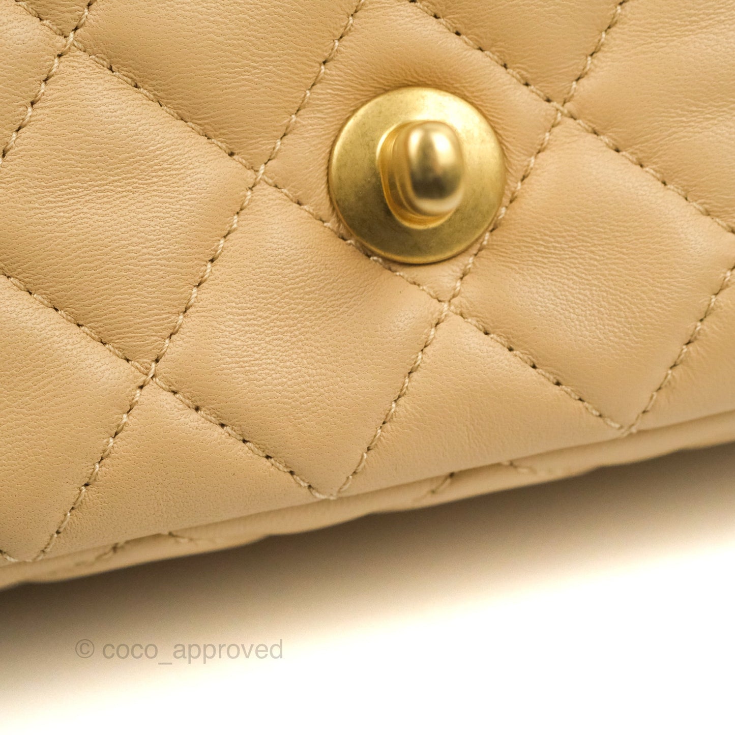 Chanel Mini Rectangular Pearl Crush Beige Lambskin Aged Gold Hardware