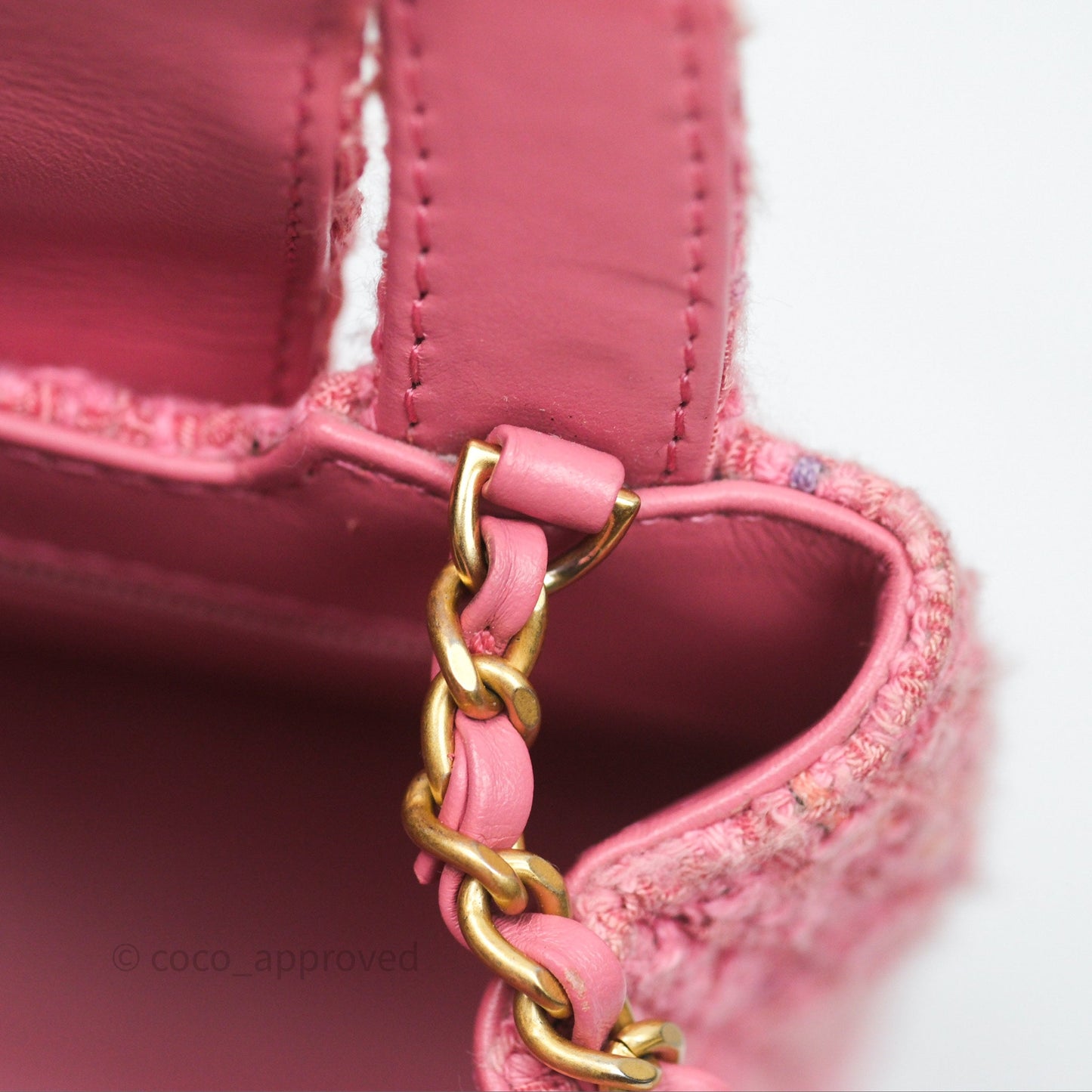 Chanel Kelly Bag Pink Tweed Aged Gold Hardware