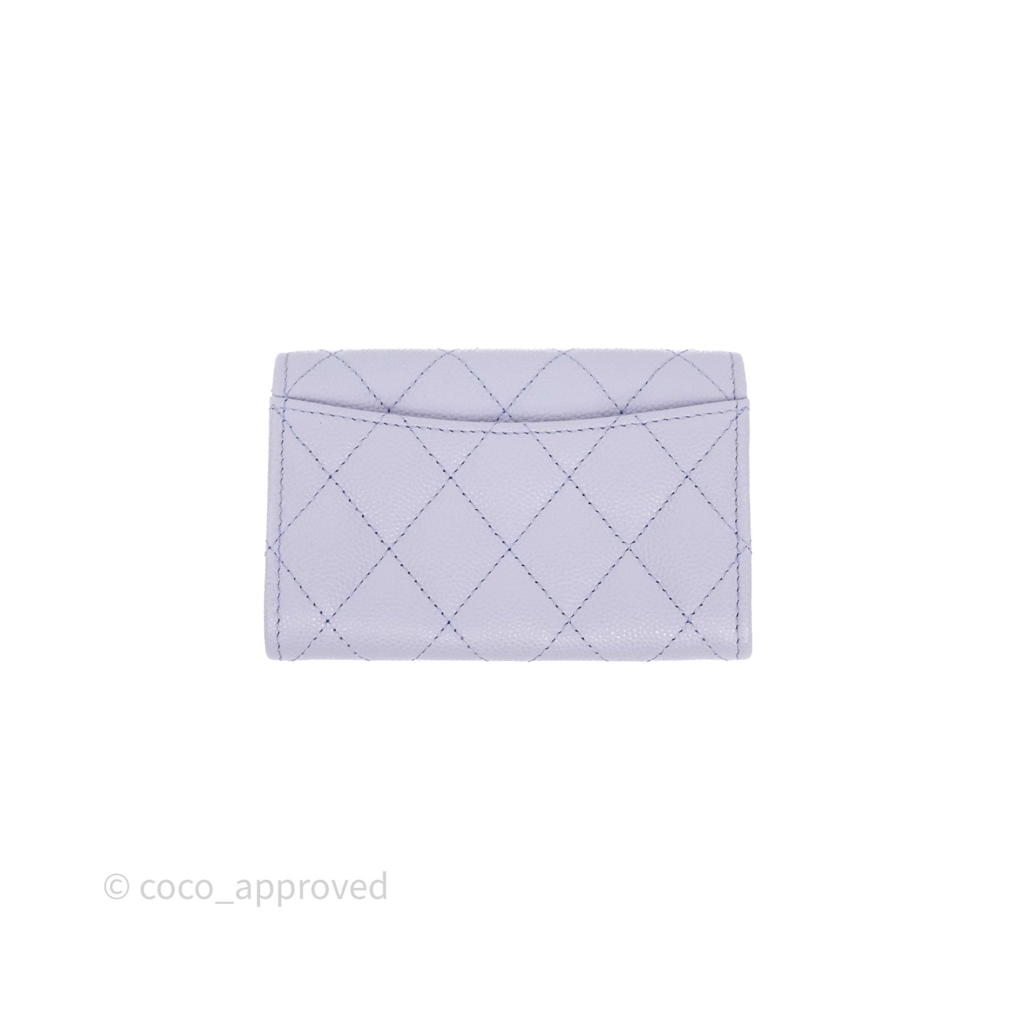 Chanel Quilted Flap Card Holder Lilac Caviar Silver Hardware