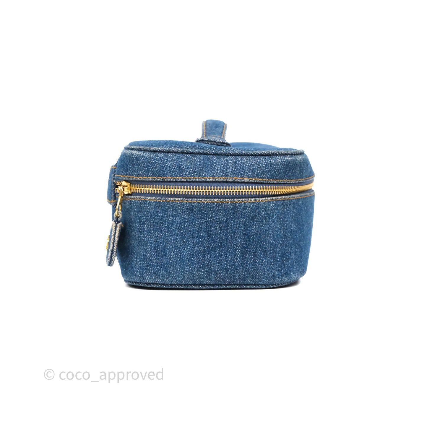 Chanel Vintage Vanity Case Denim Aged Gold Hardware
