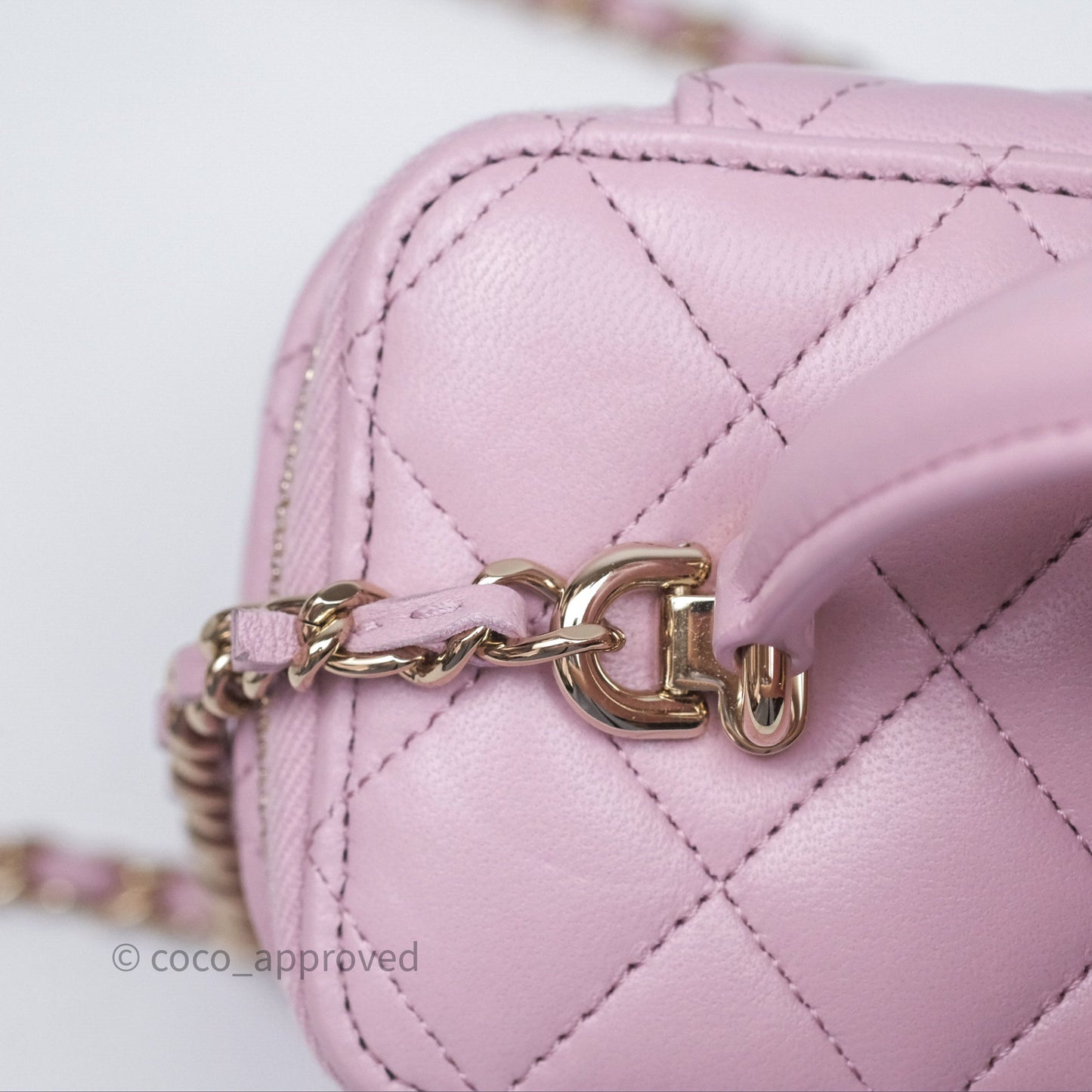 Chanel Vanity Rectangular Top Handle Lilac Lambskin Gold Hardware