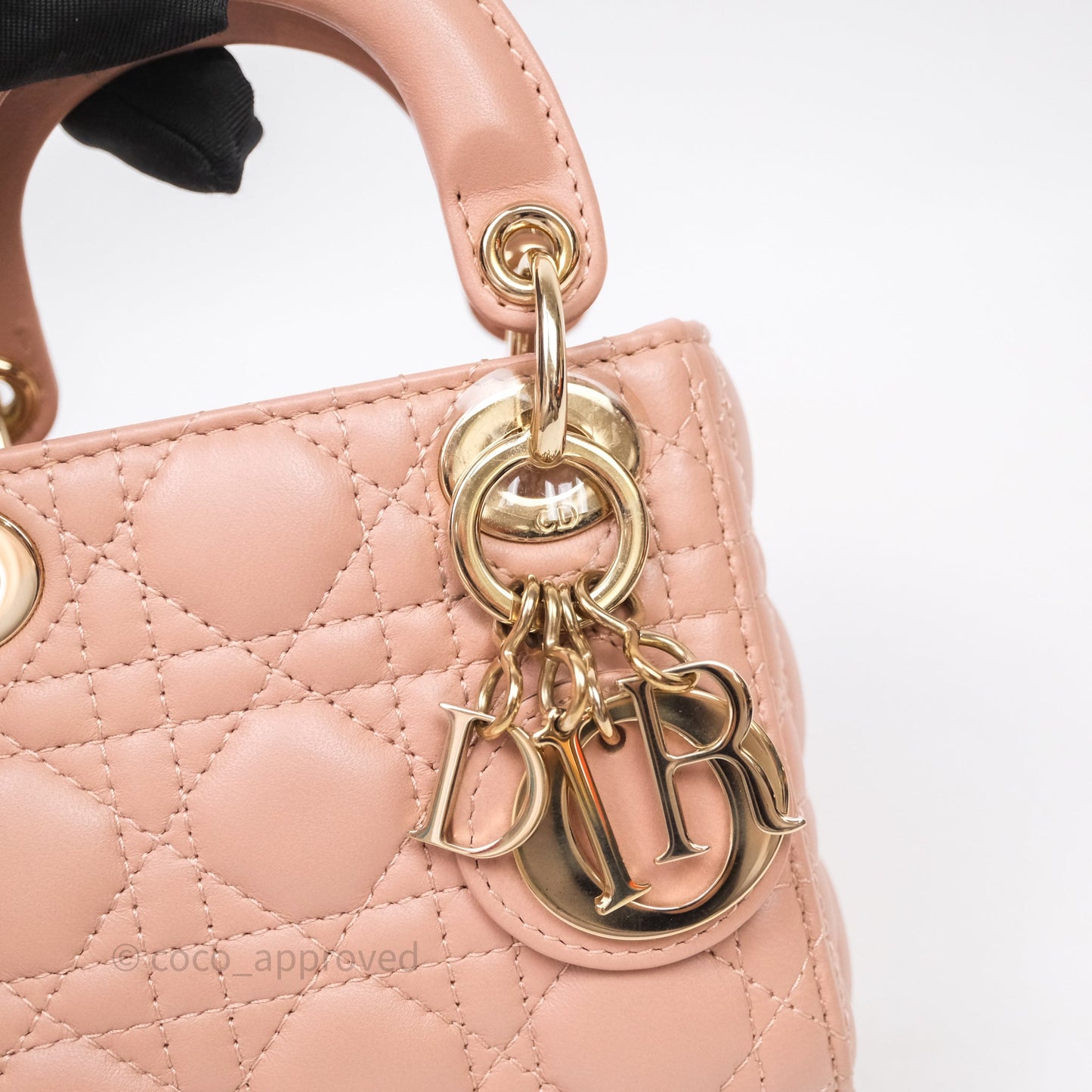Christian Dior Micro Lady Dior Pink Beige Cannage Calfskin Gold Hardware