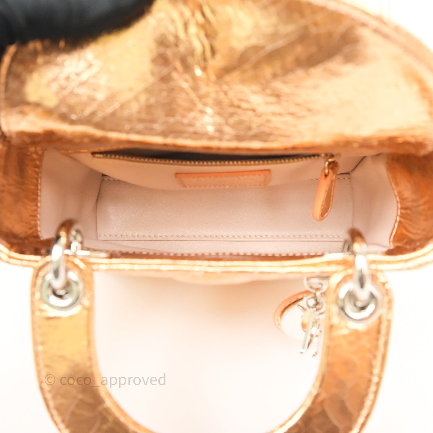 Christian Dior Mini Lady Dior Metallic Copper Cannage Silver Hardware