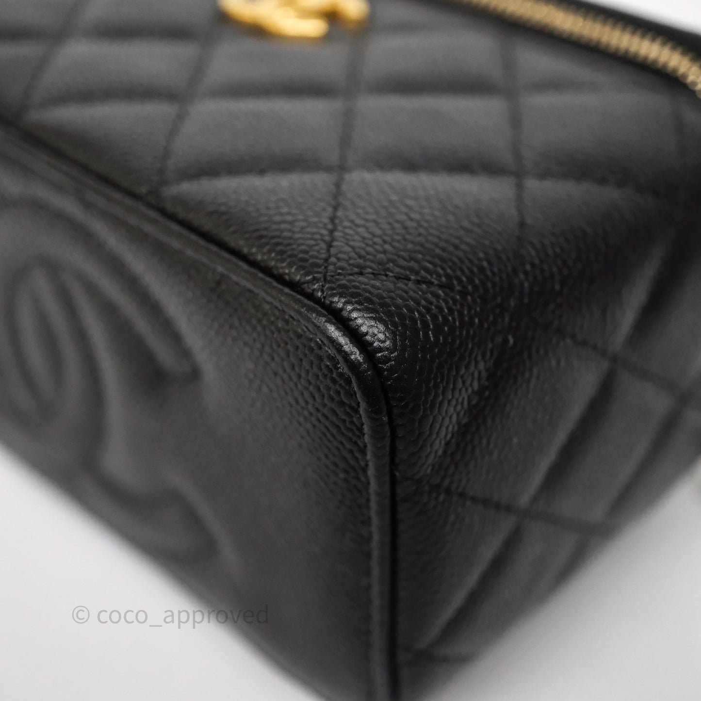 Chanel Vanity with Heart Adjustable Chain Black Caviar Aged Gold Hardware