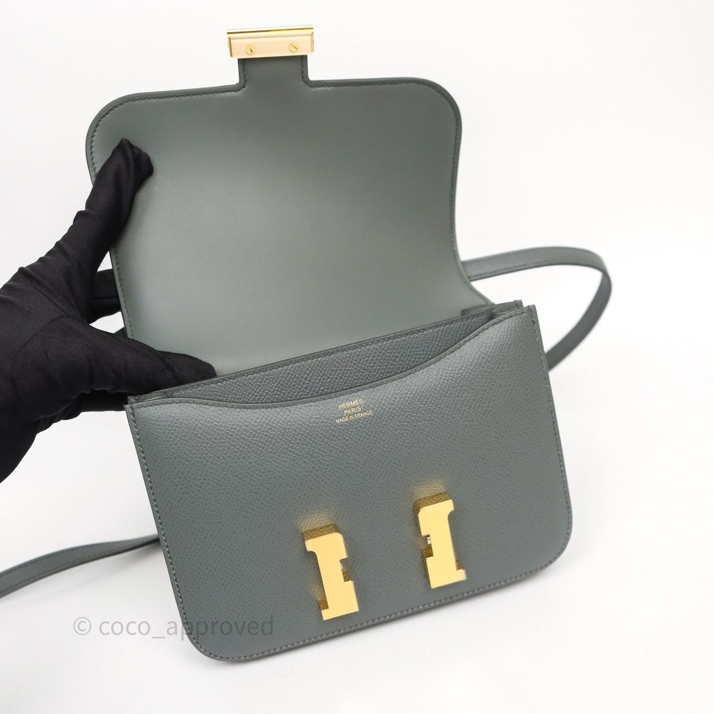 Hermès Constance Mini 18cm Vert Amande 63 Epsom Gold Hardware