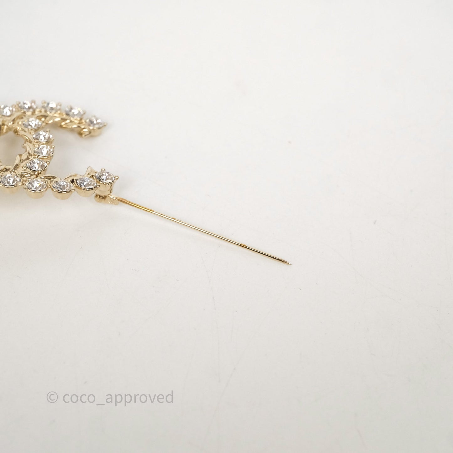 Chanel Crystal CC Brooch Gold Tone 21C