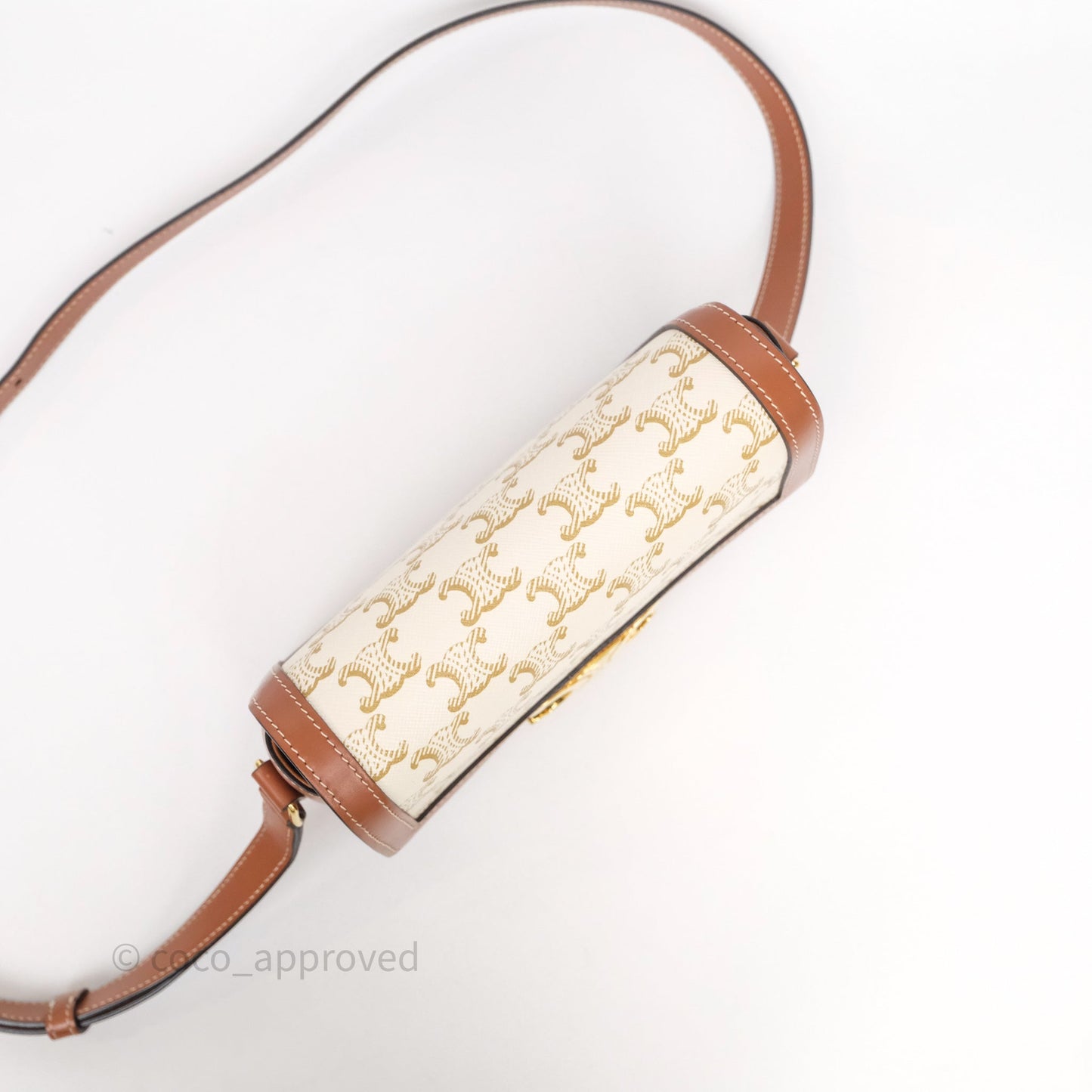 Celine Teen Triomphe Bag Triomphe Canvas Tan Calfskin