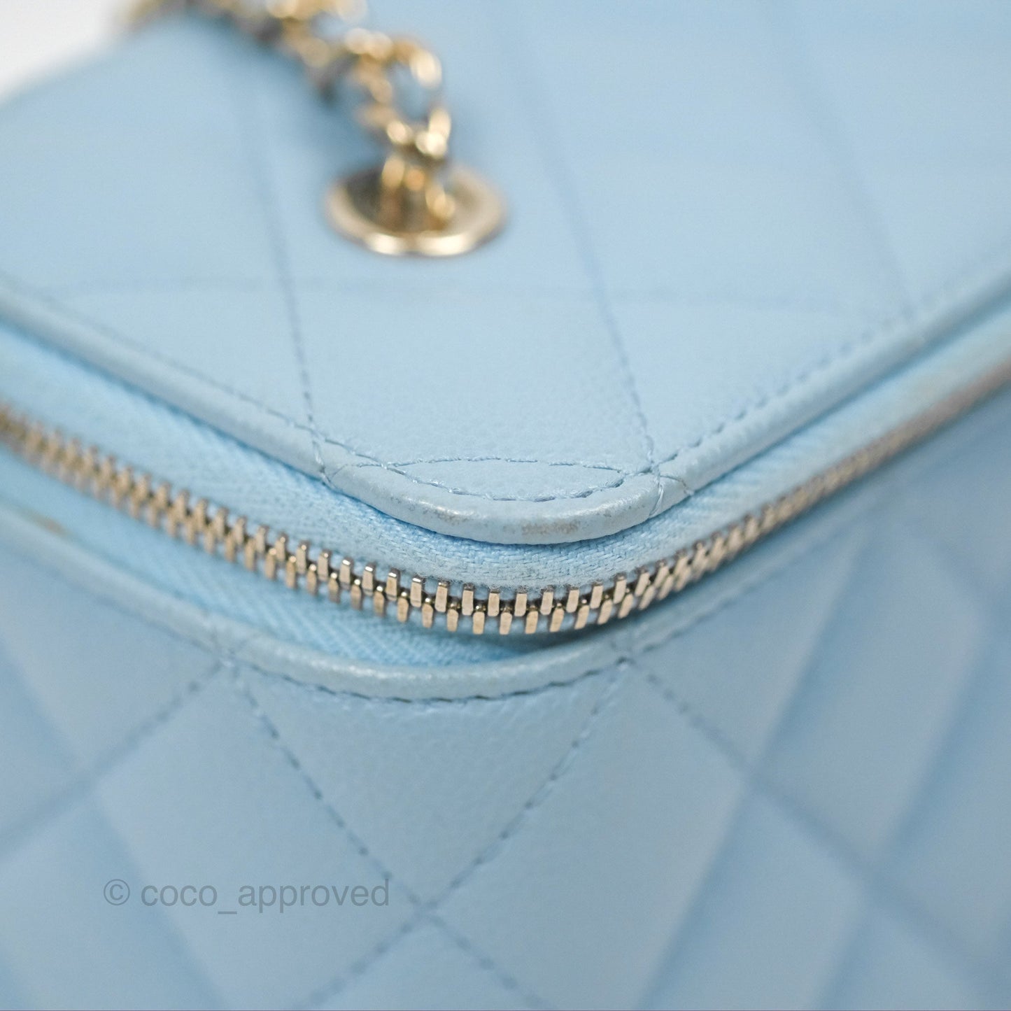 Chanel Classic Vanity With Chain Blue Caviar Gold Hardware